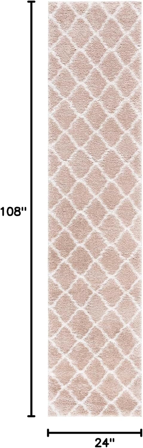 image:imageSAFAVIEH Tahoe Shag Collection Area Rug 9 x 12 Black amp White Trellis Design NonShedding amp Easy Care 12inch Thick Ideal for High Traffic Areas in Living Room Bedroom THO675ZBeigeWhite