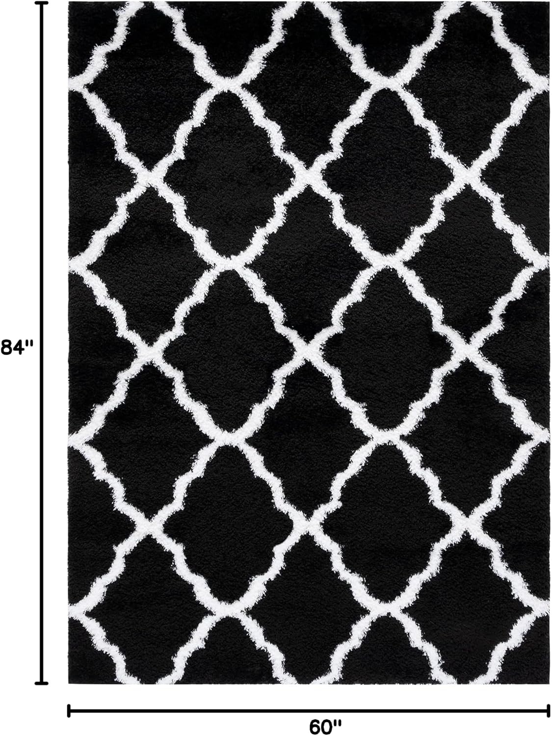 image:imageSAFAVIEH Tahoe Shag Collection Area Rug 9 x 12 Black amp White Trellis Design NonShedding amp Easy Care 12inch Thick Ideal for High Traffic Areas in Living Room Bedroom THO675ZBlackWhite