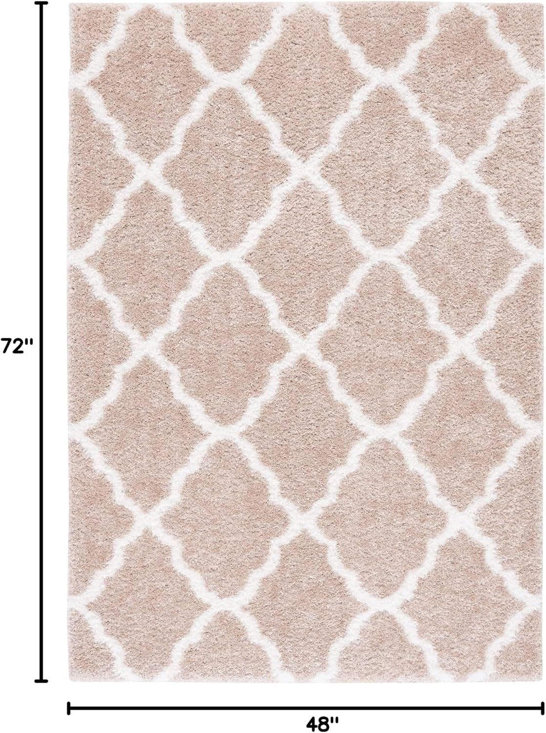 image:imageSAFAVIEH Tahoe Shag Collection Area Rug 9 x 12 Black amp White Trellis Design NonShedding amp Easy Care 12inch Thick Ideal for High Traffic Areas in Living Room Bedroom THO675ZBeigeWhite