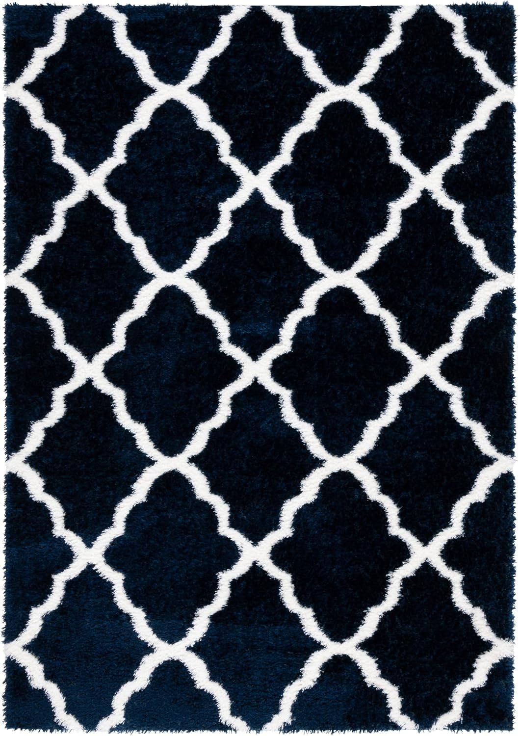 image:imageSAFAVIEH Tahoe Shag Collection Area Rug 9 x 12 Black amp White Trellis Design NonShedding amp Easy Care 12inch Thick Ideal for High Traffic Areas in Living Room Bedroom THO675ZNavyWhite