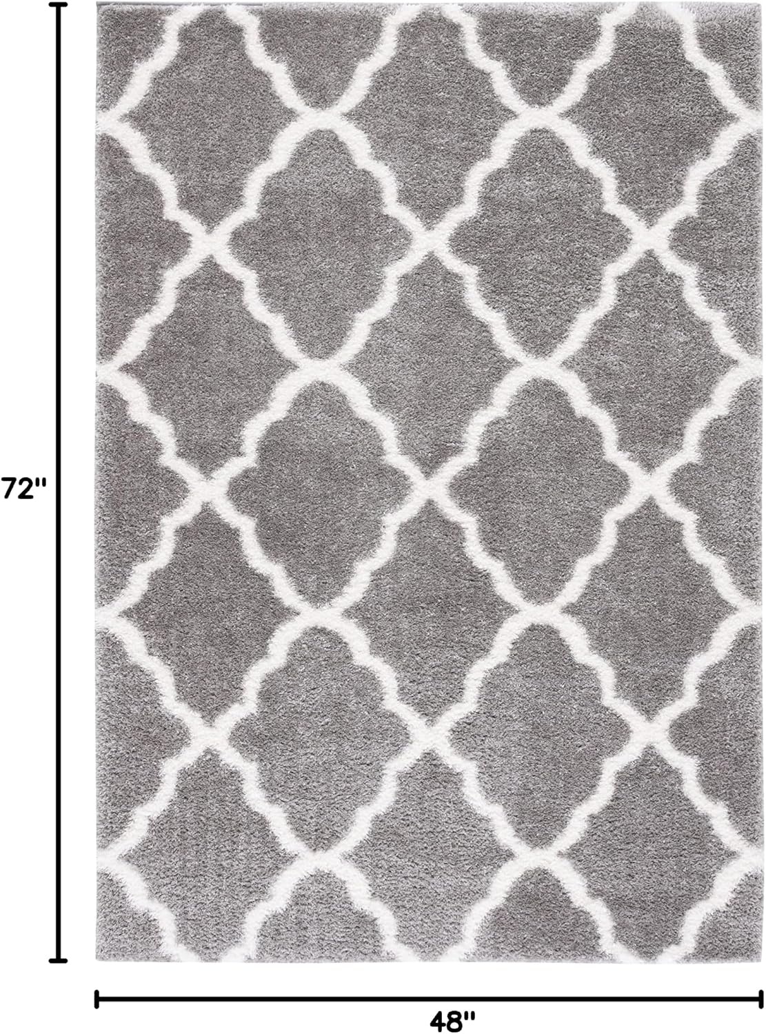 image:imageSAFAVIEH Tahoe Shag Collection Area Rug 9 x 12 Black amp White Trellis Design NonShedding amp Easy Care 12inch Thick Ideal for High Traffic Areas in Living Room Bedroom THO675ZGreyWhite