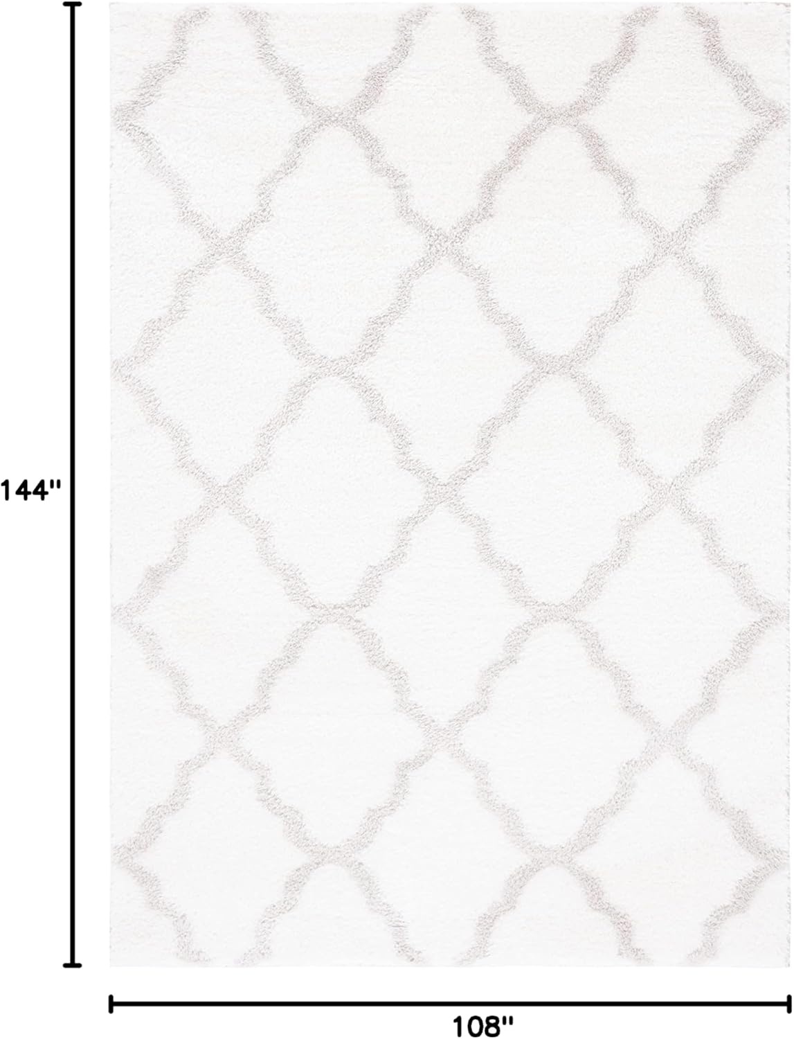 image:imageSAFAVIEH Tahoe Shag Collection Area Rug 9 x 12 Black amp White Trellis Design NonShedding amp Easy Care 12inch Thick Ideal for High Traffic Areas in Living Room Bedroom THO675ZWhiteSilver