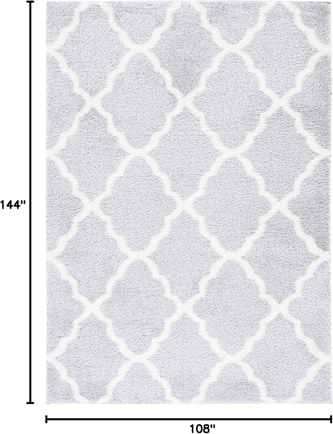 image:imageSAFAVIEH Tahoe Shag Collection Area Rug 9 x 12 Black amp White Trellis Design NonShedding amp Easy Care 12inch Thick Ideal for High Traffic Areas in Living Room Bedroom THO675ZLight GreyWhite