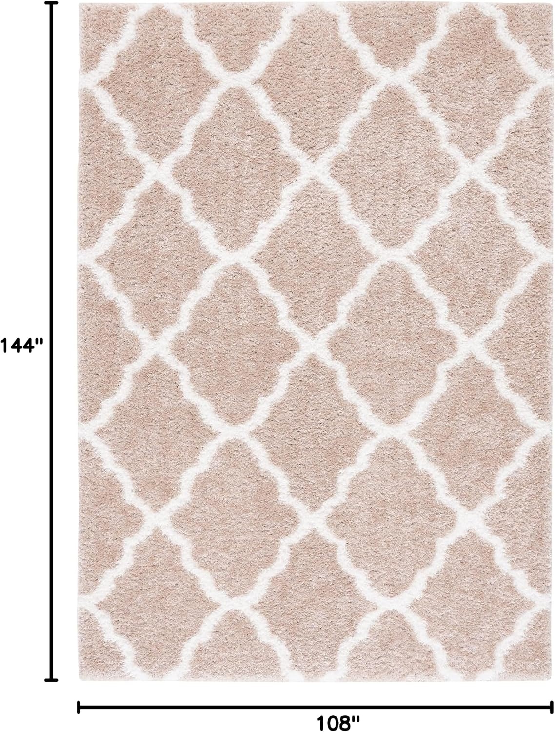 image:imageSAFAVIEH Tahoe Shag Collection Area Rug 9 x 12 Black amp White Trellis Design NonShedding amp Easy Care 12inch Thick Ideal for High Traffic Areas in Living Room Bedroom THO675ZBeigeWhite
