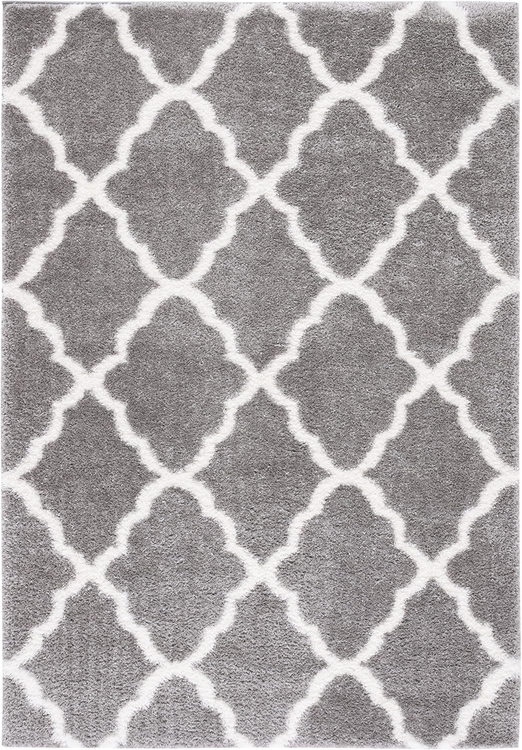 image:imageSAFAVIEH Tahoe Shag Collection Area Rug 9 x 12 Black amp White Trellis Design NonShedding amp Easy Care 12inch Thick Ideal for High Traffic Areas in Living Room Bedroom THO675ZGreyWhite