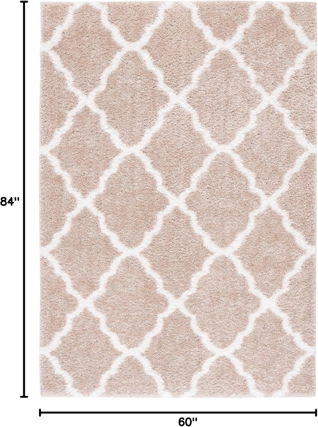 image:imageSAFAVIEH Tahoe Shag Collection Area Rug 9 x 12 Black amp White Trellis Design NonShedding amp Easy Care 12inch Thick Ideal for High Traffic Areas in Living Room Bedroom THO675ZBeigeWhite