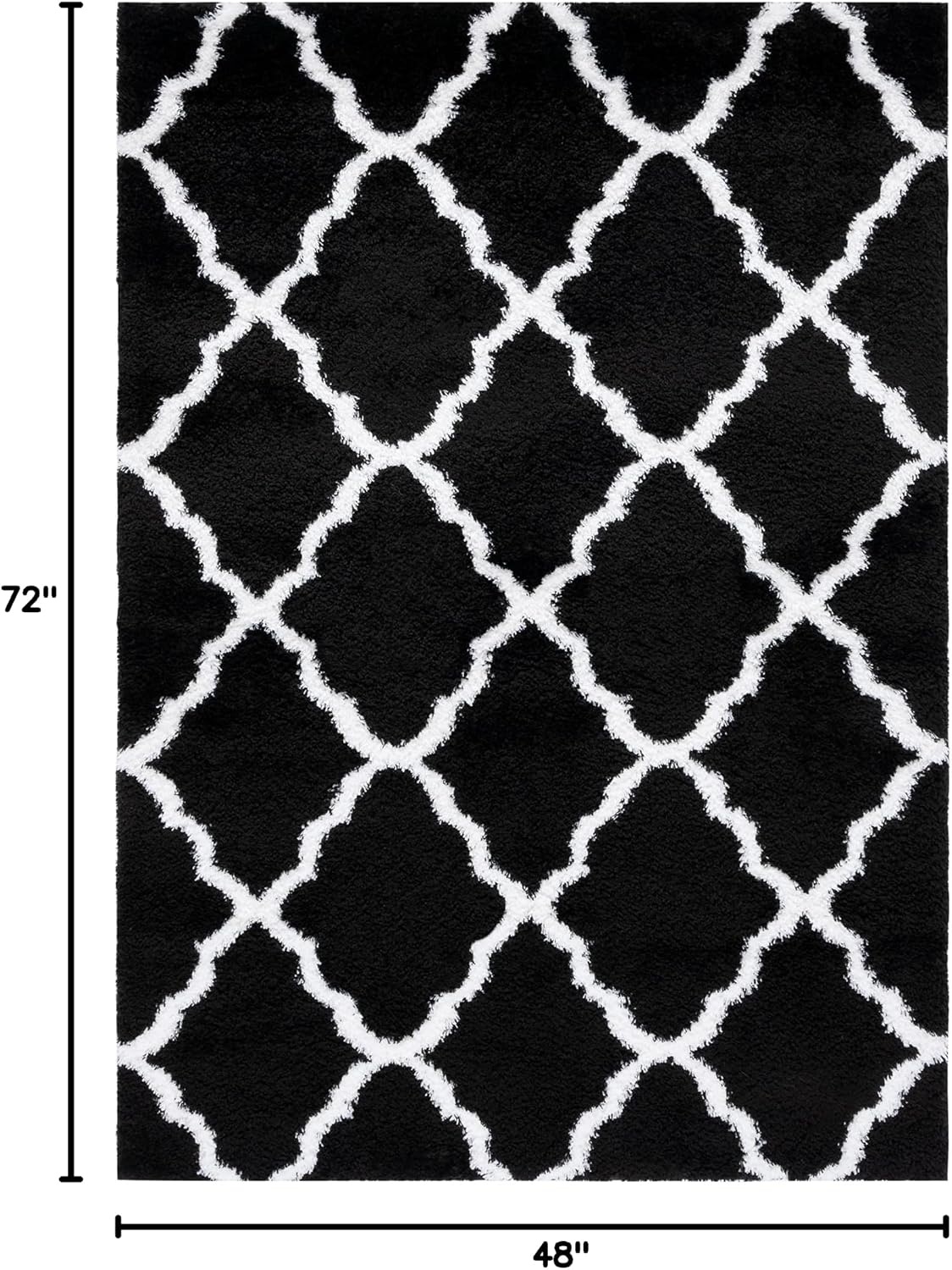 image:imageSAFAVIEH Tahoe Shag Collection Area Rug 9 x 12 Black amp White Trellis Design NonShedding amp Easy Care 12inch Thick Ideal for High Traffic Areas in Living Room Bedroom THO675ZBlackWhite