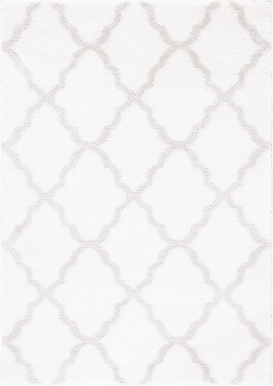 image:imageSAFAVIEH Tahoe Shag Collection Area Rug 9 x 12 Black amp White Trellis Design NonShedding amp Easy Care 12inch Thick Ideal for High Traffic Areas in Living Room Bedroom THO675ZWhiteSilver