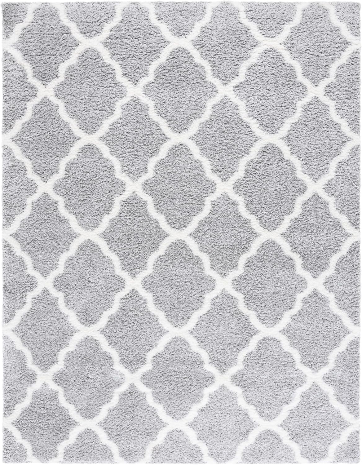 image:imageSAFAVIEH Tahoe Shag Collection Area Rug 9 x 12 Black amp White Trellis Design NonShedding amp Easy Care 12inch Thick Ideal for High Traffic Areas in Living Room Bedroom THO675ZLight GreyWhite