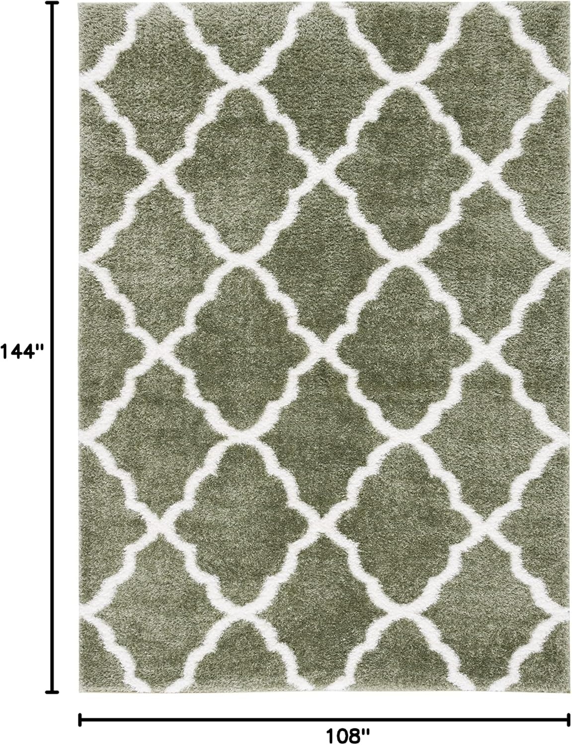 image:imageSAFAVIEH Tahoe Shag Collection Area Rug 9 x 12 Black amp White Trellis Design NonShedding amp Easy Care 12inch Thick Ideal for High Traffic Areas in Living Room Bedroom THO675ZSageWhite