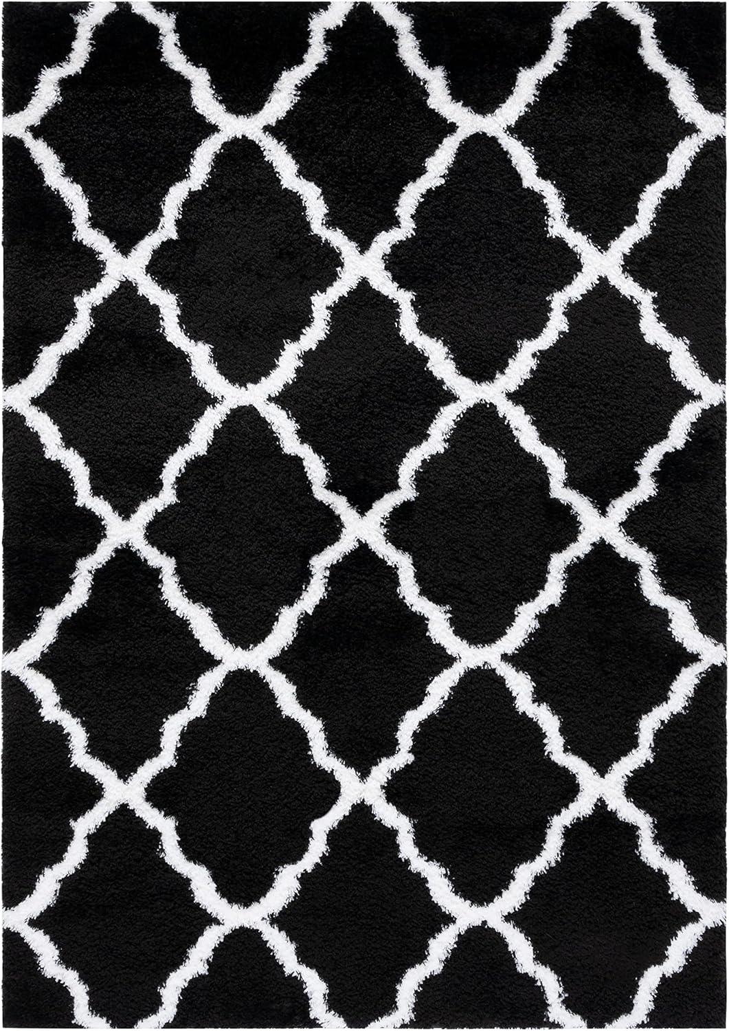 image:imageSAFAVIEH Tahoe Shag Collection Area Rug 9 x 12 Black amp White Trellis Design NonShedding amp Easy Care 12inch Thick Ideal for High Traffic Areas in Living Room Bedroom THO675ZBlackWhite