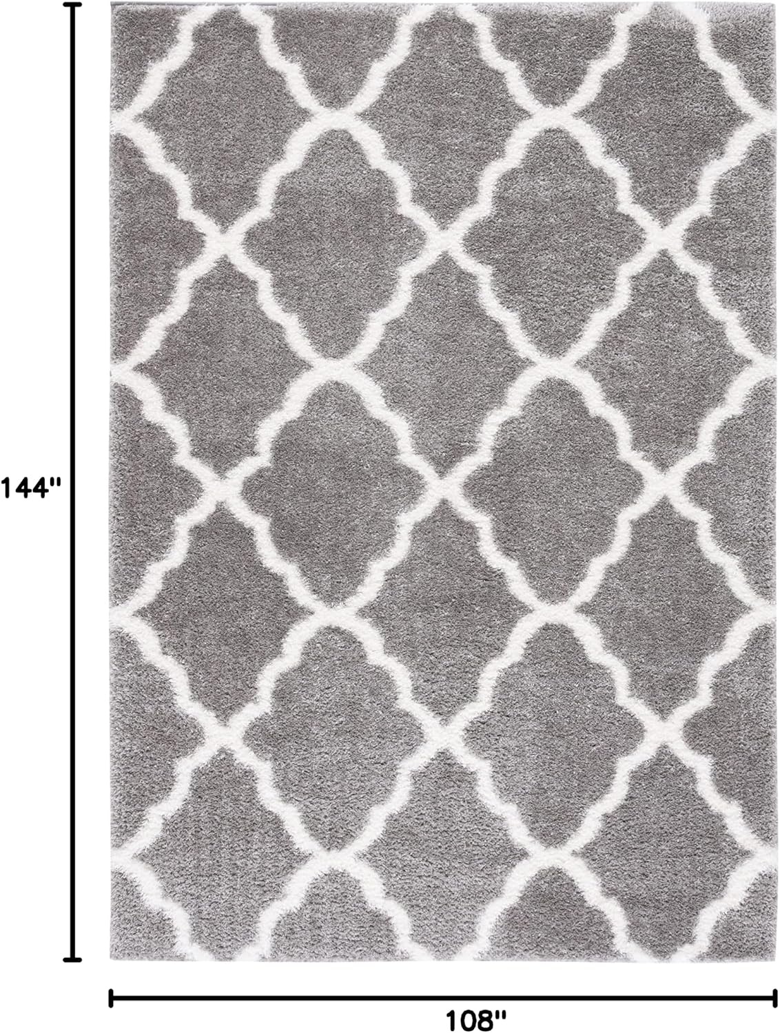 image:imageSAFAVIEH Tahoe Shag Collection Area Rug 9 x 12 Black amp White Trellis Design NonShedding amp Easy Care 12inch Thick Ideal for High Traffic Areas in Living Room Bedroom THO675ZGreyWhite