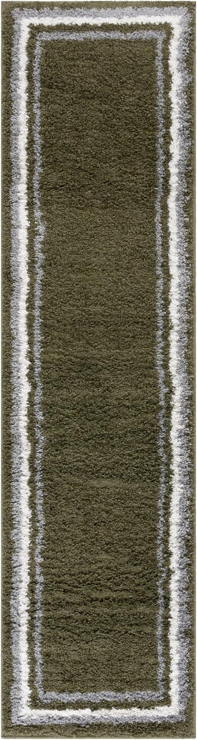 image:imageSafavieh Area Rug 8x10 Border amp Stripe Shag Collection Large Ivory amp Grey NonShedding amp Easy Cleaning Ultra Plush Thick Pile Ideal for Living Room Bedroom Dining Space BSP251FGreen