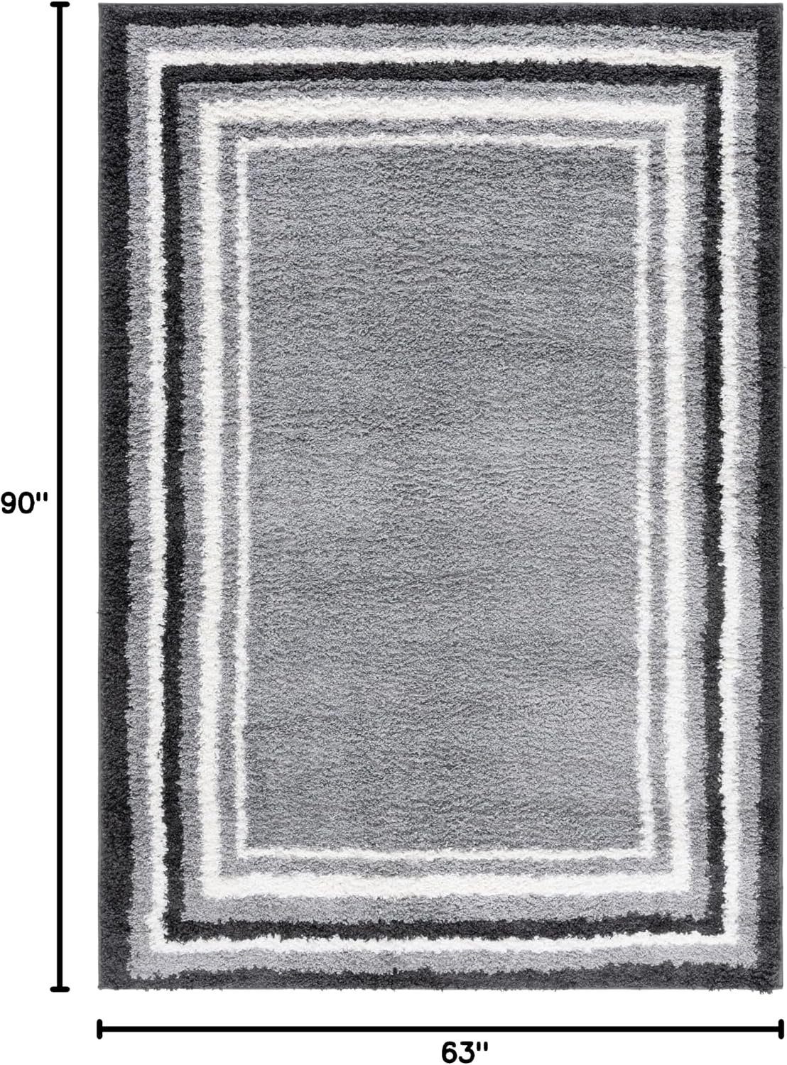 image:imageSafavieh Area Rug 8x10 Border amp Stripe Shag Collection Large Ivory amp Grey NonShedding amp Easy Cleaning Ultra Plush Thick Pile Ideal for Living Room Bedroom Dining Space BSP251FGreyBlack