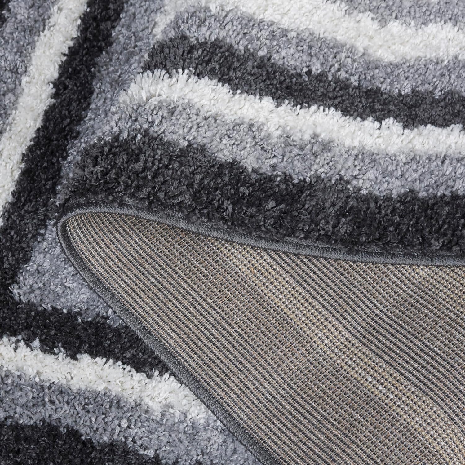 image:imageSafavieh Area Rug 8x10 Border amp Stripe Shag Collection Large Ivory amp Grey NonShedding amp Easy Cleaning Ultra Plush Thick Pile Ideal for Living Room Bedroom Dining Space BSP251FGreyBlack