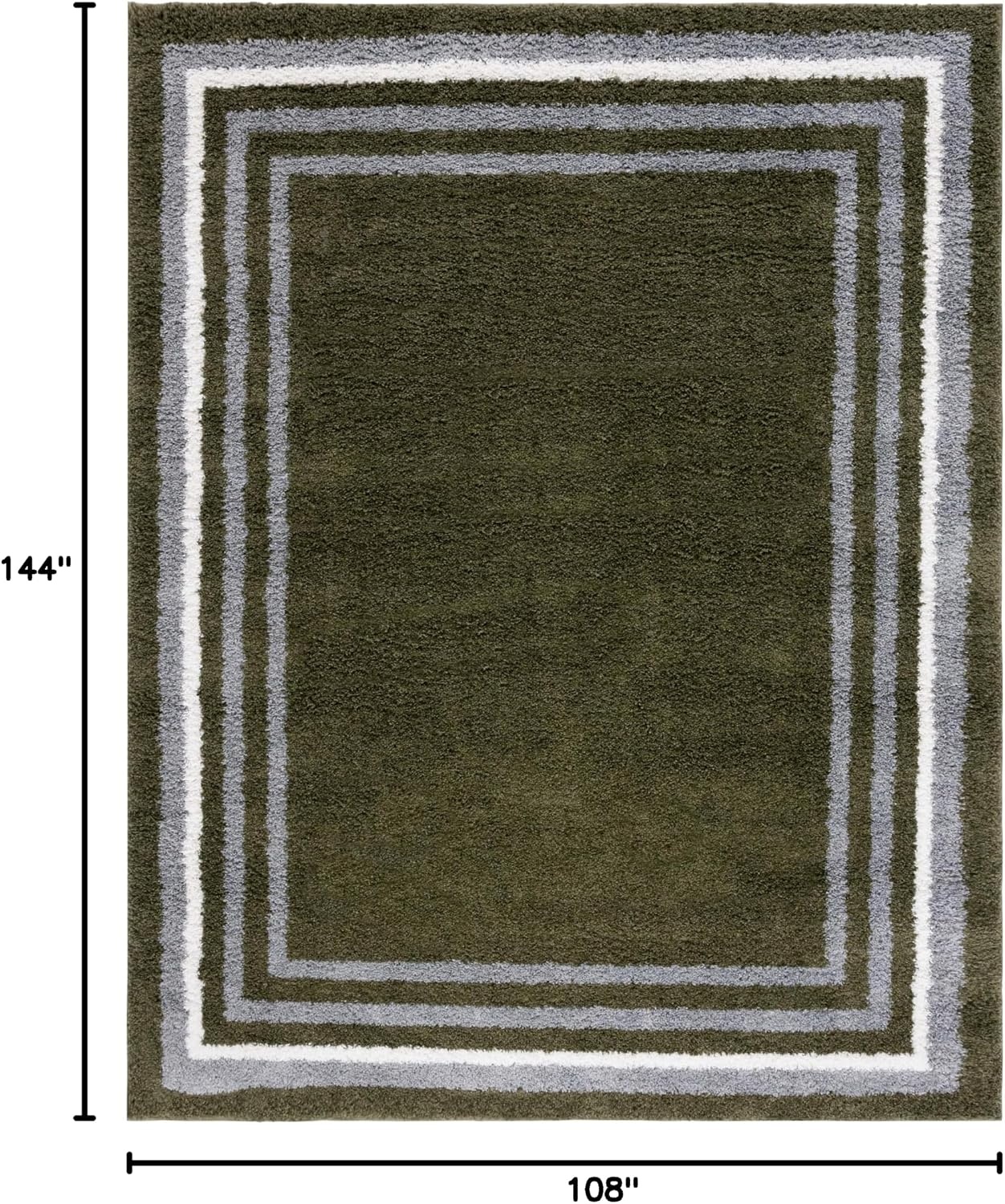 image:imageSafavieh Area Rug 8x10 Border amp Stripe Shag Collection Large Ivory amp Grey NonShedding amp Easy Cleaning Ultra Plush Thick Pile Ideal for Living Room Bedroom Dining Space BSP251FGreen