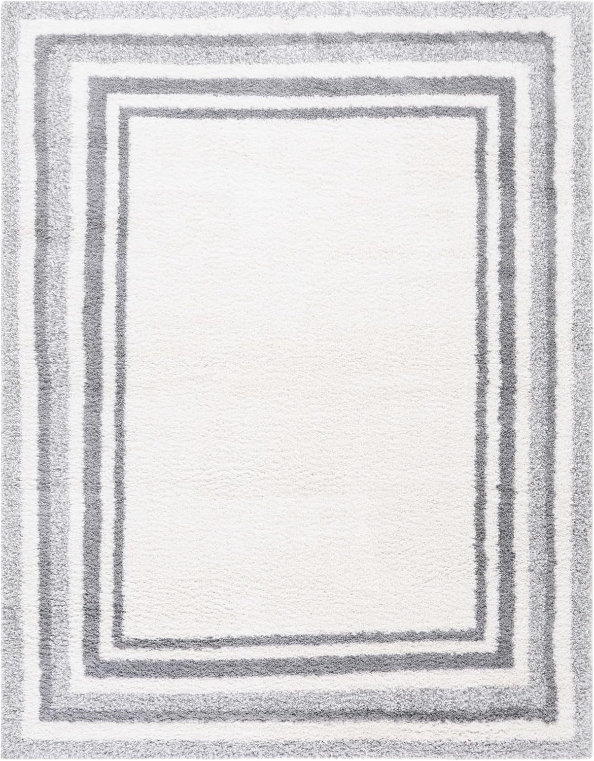 image:imageSafavieh Area Rug 8x10 Border amp Stripe Shag Collection Large Ivory amp Grey NonShedding amp Easy Cleaning Ultra Plush Thick Pile Ideal for Living Room Bedroom Dining Space BSP251FIvoryGrey