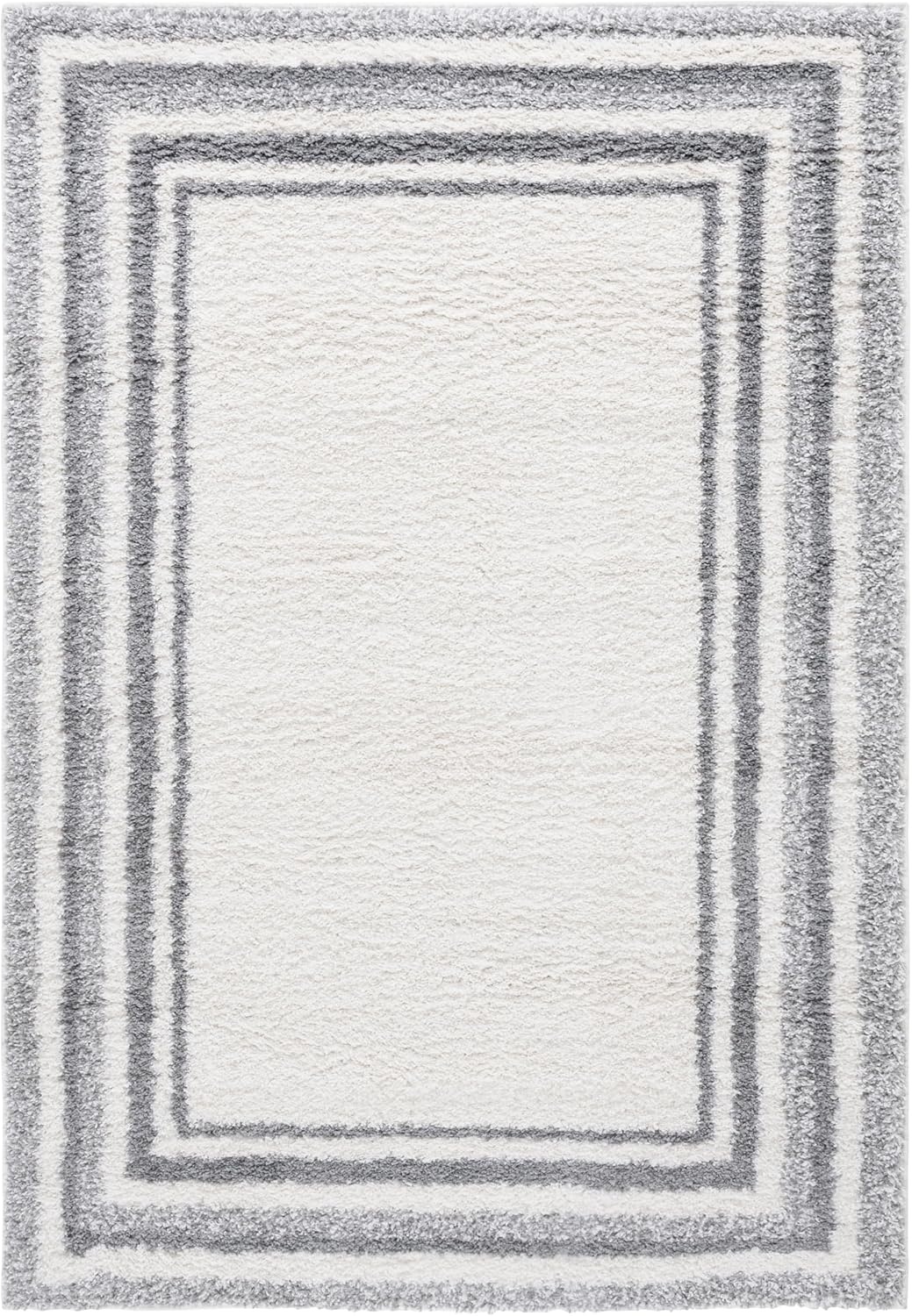 image:imageSafavieh Area Rug 8x10 Border amp Stripe Shag Collection Large Ivory amp Grey NonShedding amp Easy Cleaning Ultra Plush Thick Pile Ideal for Living Room Bedroom Dining Space BSP251FIvoryGrey