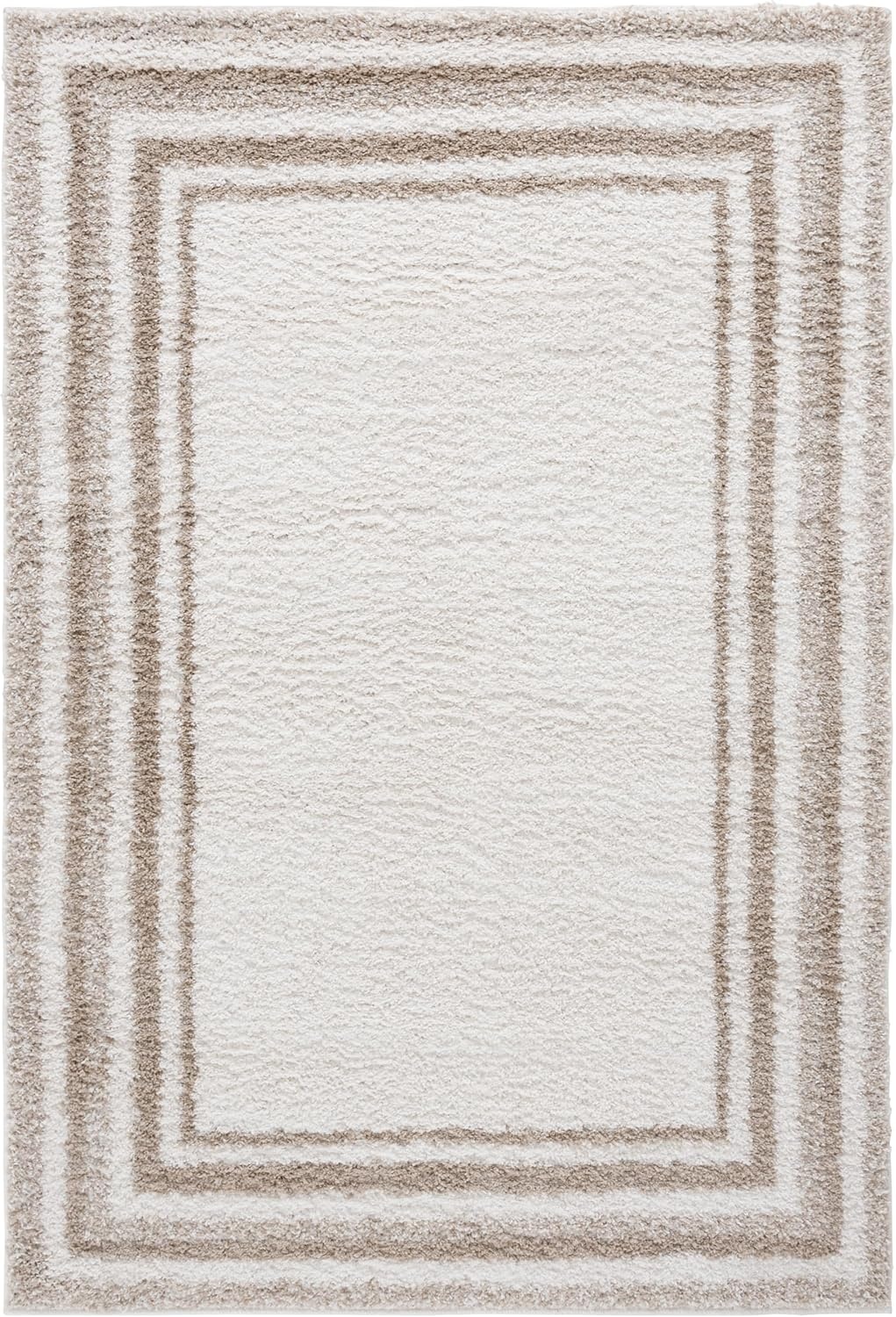 image:imageSafavieh Area Rug 8x10 Border amp Stripe Shag Collection Large Ivory amp Grey NonShedding amp Easy Cleaning Ultra Plush Thick Pile Ideal for Living Room Bedroom Dining Space BSP251FIvoryBeige