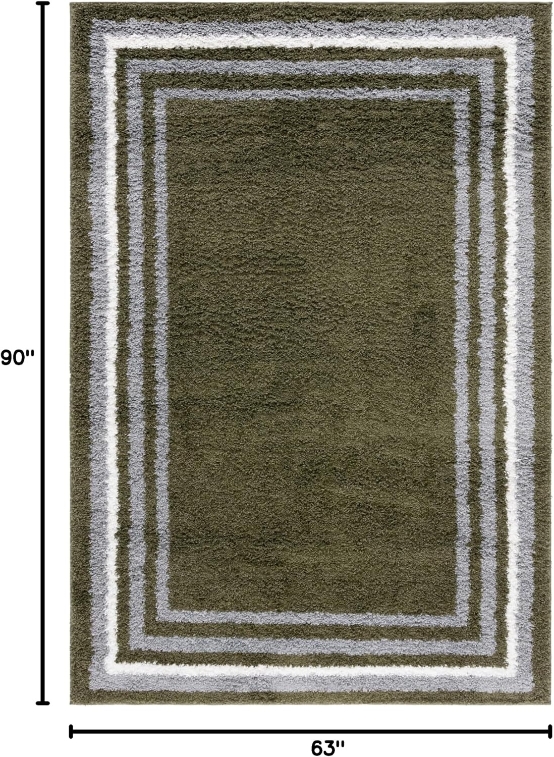 image:imageSafavieh Area Rug 8x10 Border amp Stripe Shag Collection Large Ivory amp Grey NonShedding amp Easy Cleaning Ultra Plush Thick Pile Ideal for Living Room Bedroom Dining Space BSP251FGreen