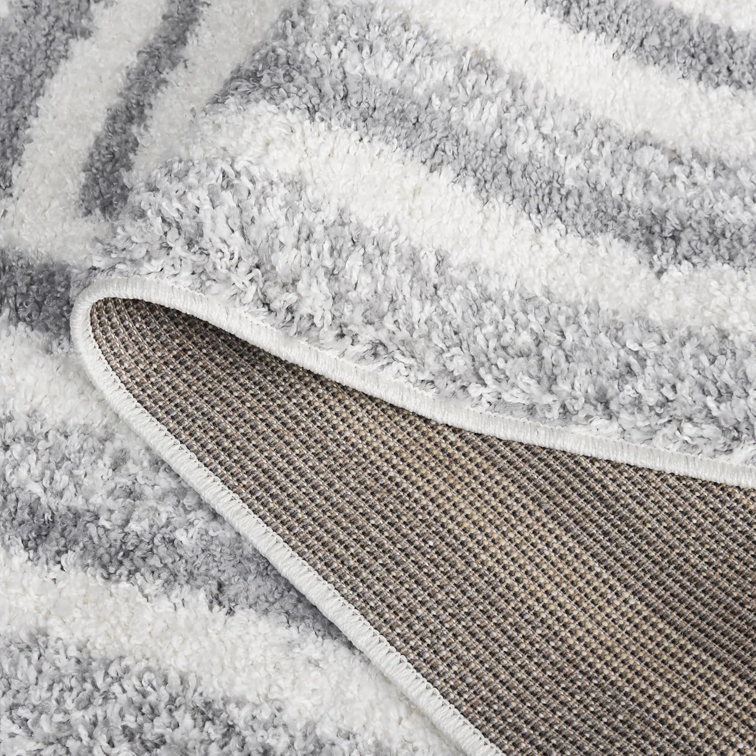 image:imageSafavieh Area Rug 8x10 Border amp Stripe Shag Collection Large Ivory amp Grey NonShedding amp Easy Cleaning Ultra Plush Thick Pile Ideal for Living Room Bedroom Dining Space BSP251FIvoryGrey