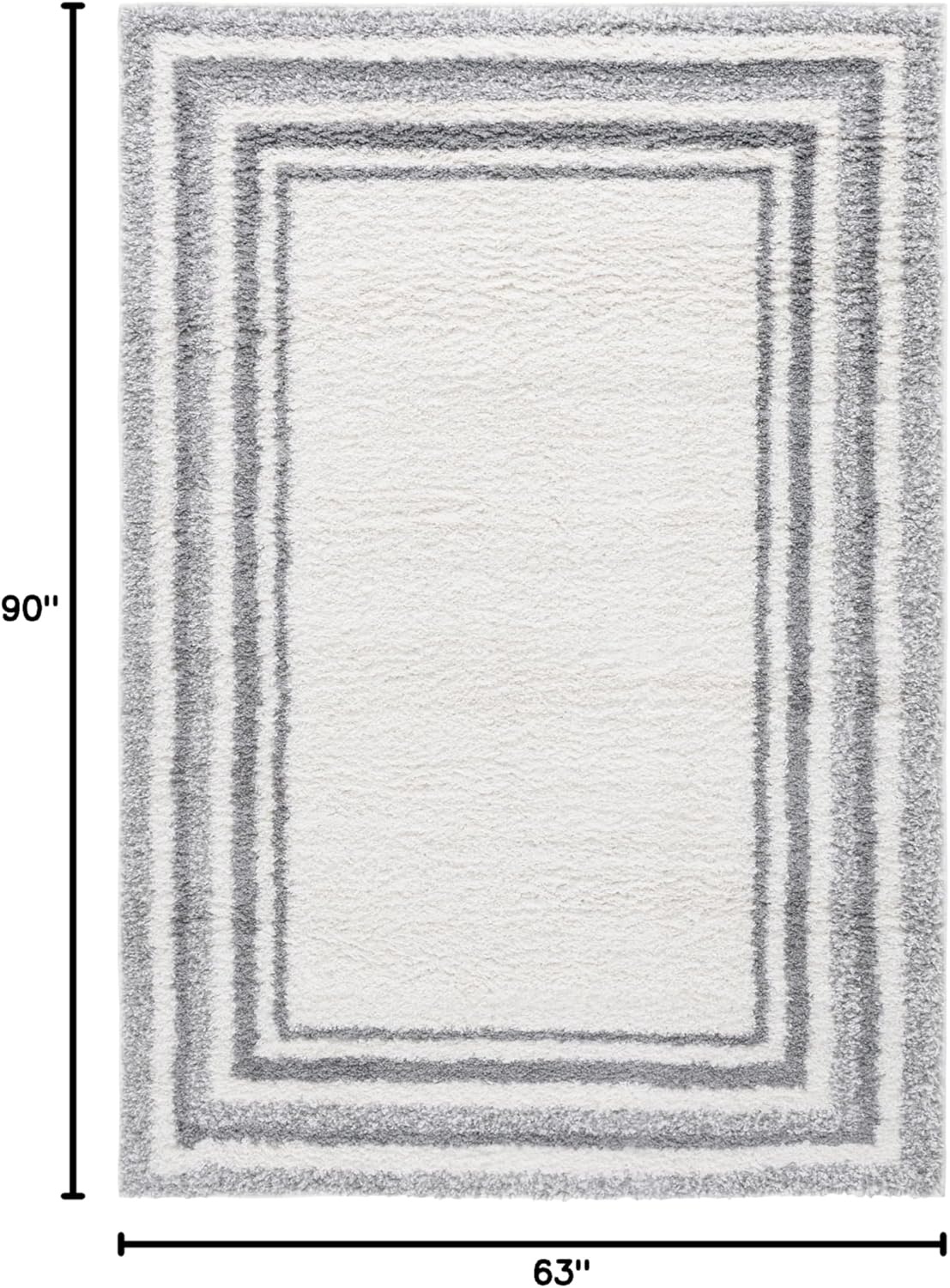 image:imageSafavieh Area Rug 8x10 Border amp Stripe Shag Collection Large Ivory amp Grey NonShedding amp Easy Cleaning Ultra Plush Thick Pile Ideal for Living Room Bedroom Dining Space BSP251FIvoryGrey