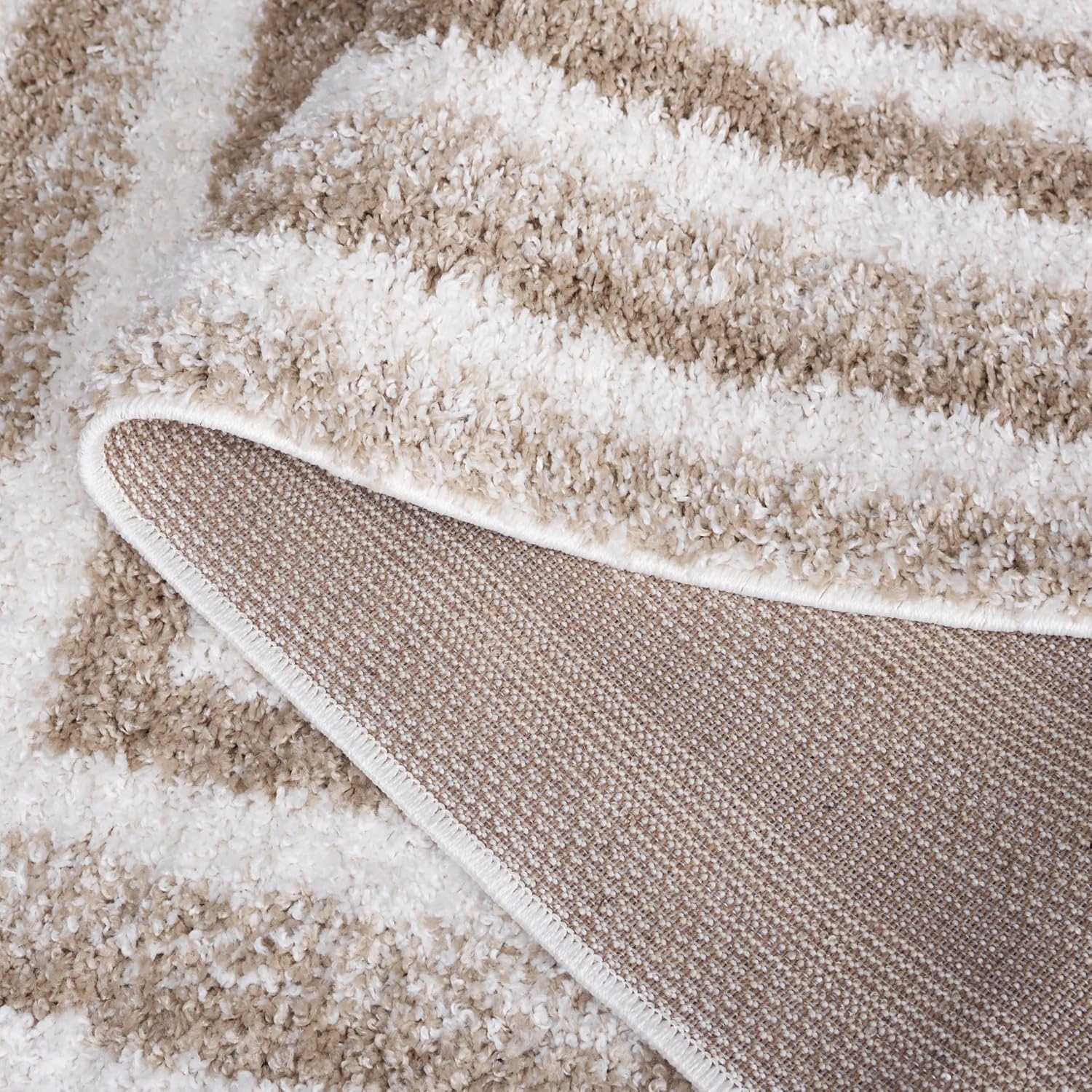 image:imageSafavieh Area Rug 8x10 Border amp Stripe Shag Collection Large Ivory amp Grey NonShedding amp Easy Cleaning Ultra Plush Thick Pile Ideal for Living Room Bedroom Dining Space BSP251FIvoryBeige