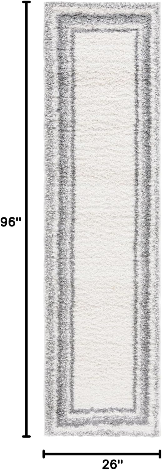image:imageSafavieh Area Rug 8x10 Border amp Stripe Shag Collection Large Ivory amp Grey NonShedding amp Easy Cleaning Ultra Plush Thick Pile Ideal for Living Room Bedroom Dining Space BSP251FIvoryGrey
