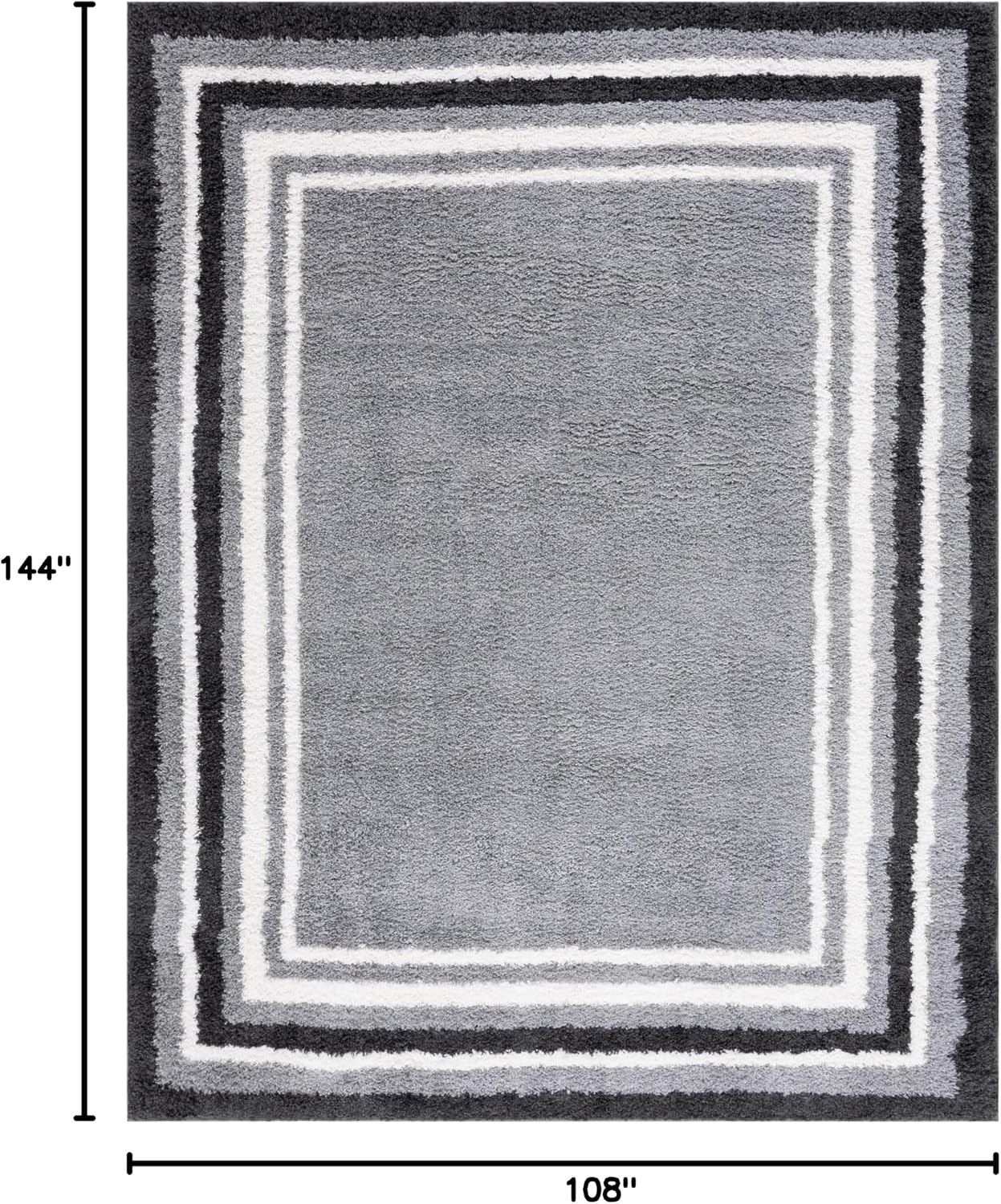 image:imageSafavieh Area Rug 8x10 Border amp Stripe Shag Collection Large Ivory amp Grey NonShedding amp Easy Cleaning Ultra Plush Thick Pile Ideal for Living Room Bedroom Dining Space BSP251FGreyBlack