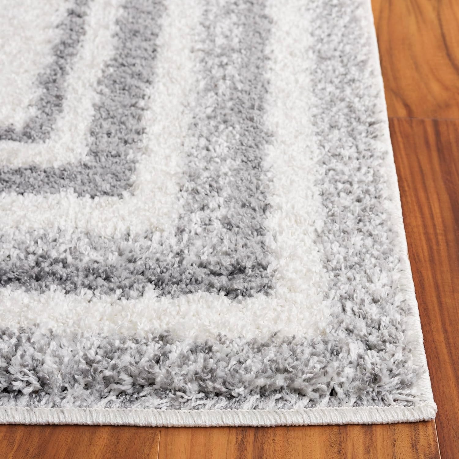 image:imageSafavieh Area Rug 8x10 Border amp Stripe Shag Collection Large Ivory amp Grey NonShedding amp Easy Cleaning Ultra Plush Thick Pile Ideal for Living Room Bedroom Dining Space BSP251FIvoryGrey