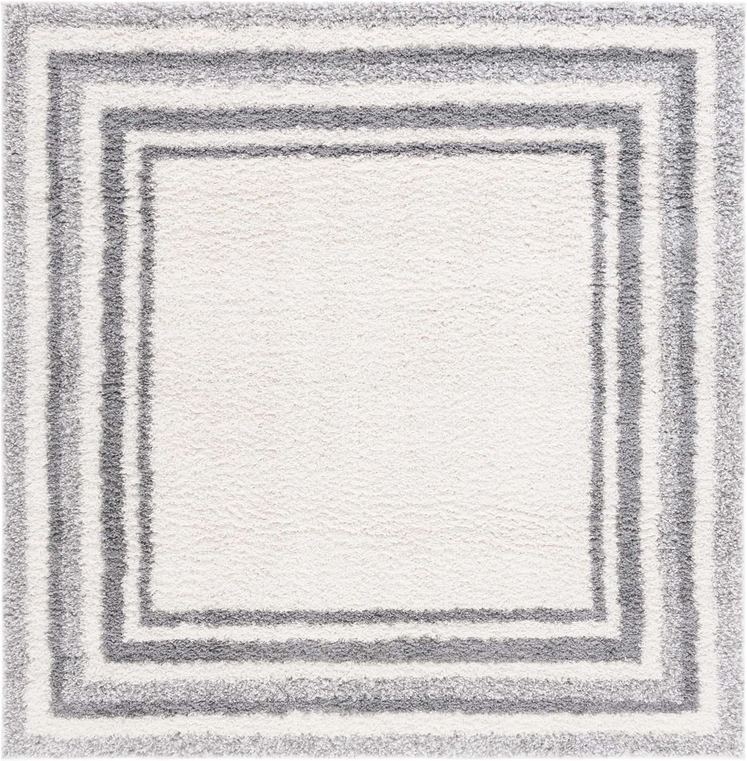 image:imageSafavieh Area Rug 8x10 Border amp Stripe Shag Collection Large Ivory amp Grey NonShedding amp Easy Cleaning Ultra Plush Thick Pile Ideal for Living Room Bedroom Dining Space BSP251FIvoryGrey