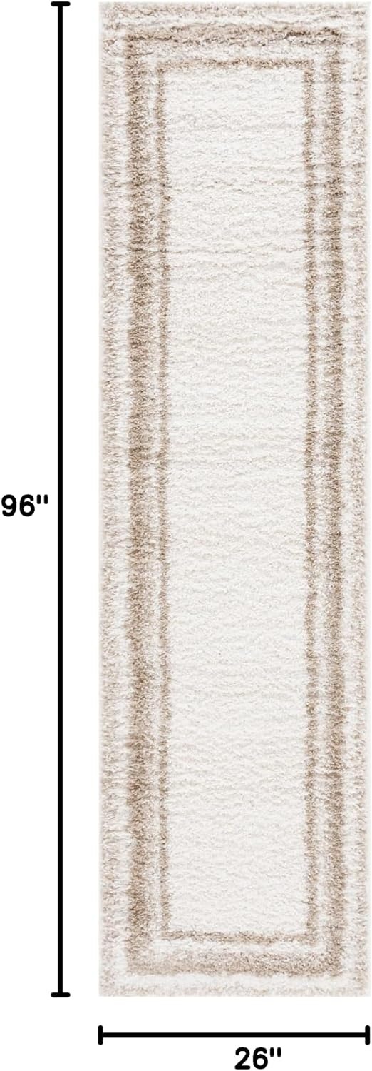 image:imageSafavieh Area Rug 8x10 Border amp Stripe Shag Collection Large Ivory amp Grey NonShedding amp Easy Cleaning Ultra Plush Thick Pile Ideal for Living Room Bedroom Dining Space BSP251FIvoryBeige