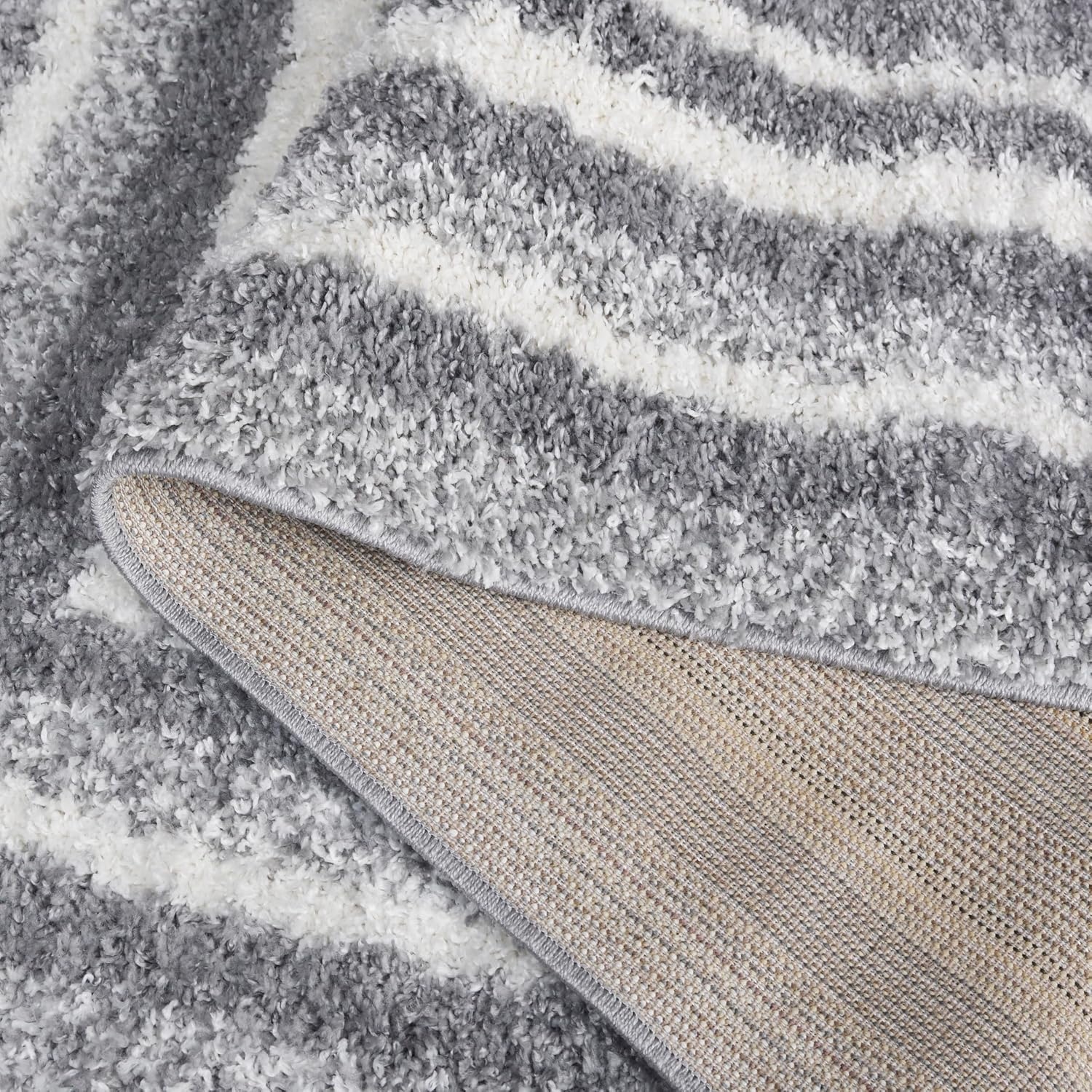 image:imageSafavieh Area Rug 8x10 Border amp Stripe Shag Collection Large Ivory amp Grey NonShedding amp Easy Cleaning Ultra Plush Thick Pile Ideal for Living Room Bedroom Dining Space BSP251FGreyIvory