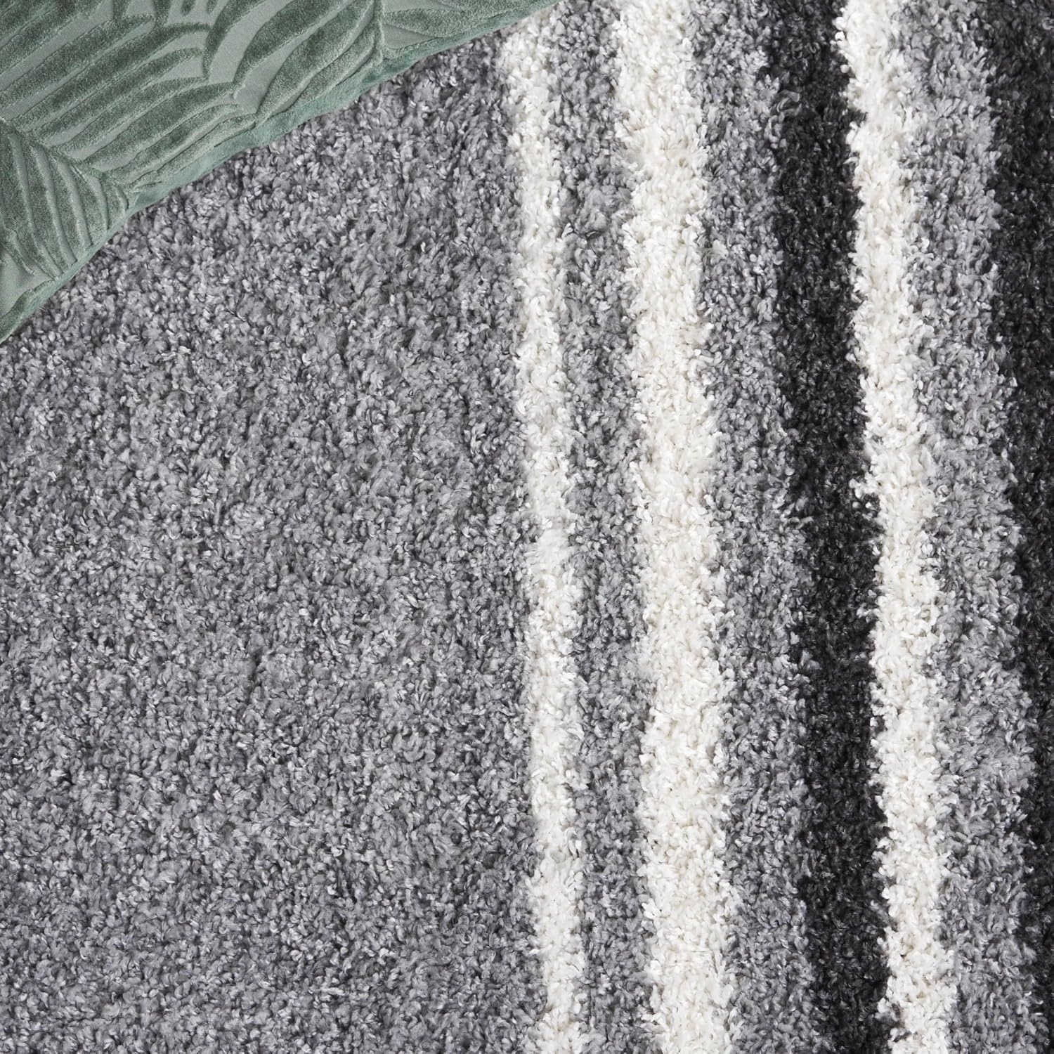 image:imageSafavieh Area Rug 8x10 Border amp Stripe Shag Collection Large Ivory amp Grey NonShedding amp Easy Cleaning Ultra Plush Thick Pile Ideal for Living Room Bedroom Dining Space BSP251FGreyBlack