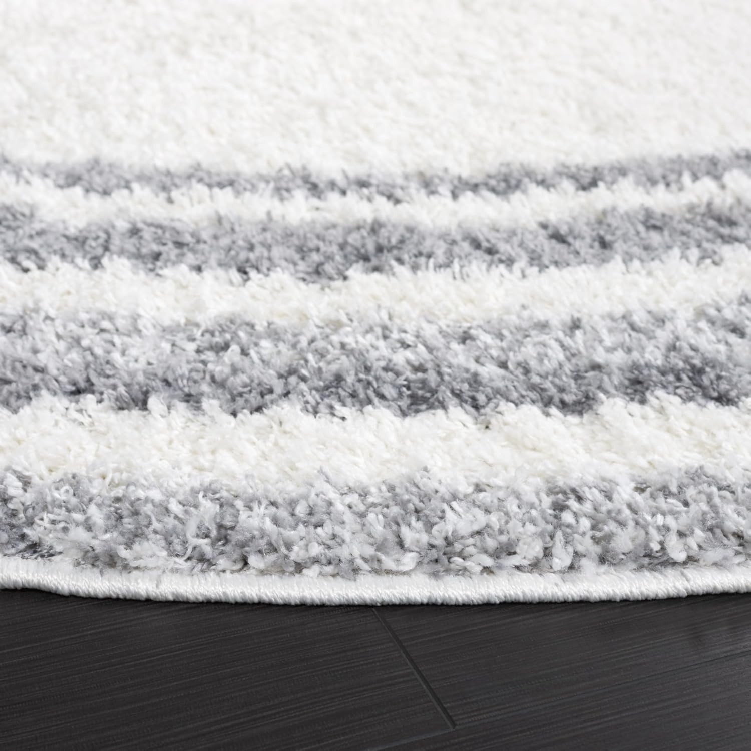 image:imageSafavieh Area Rug 8x10 Border amp Stripe Shag Collection Large Ivory amp Grey NonShedding amp Easy Cleaning Ultra Plush Thick Pile Ideal for Living Room Bedroom Dining Space BSP251FIvoryGrey