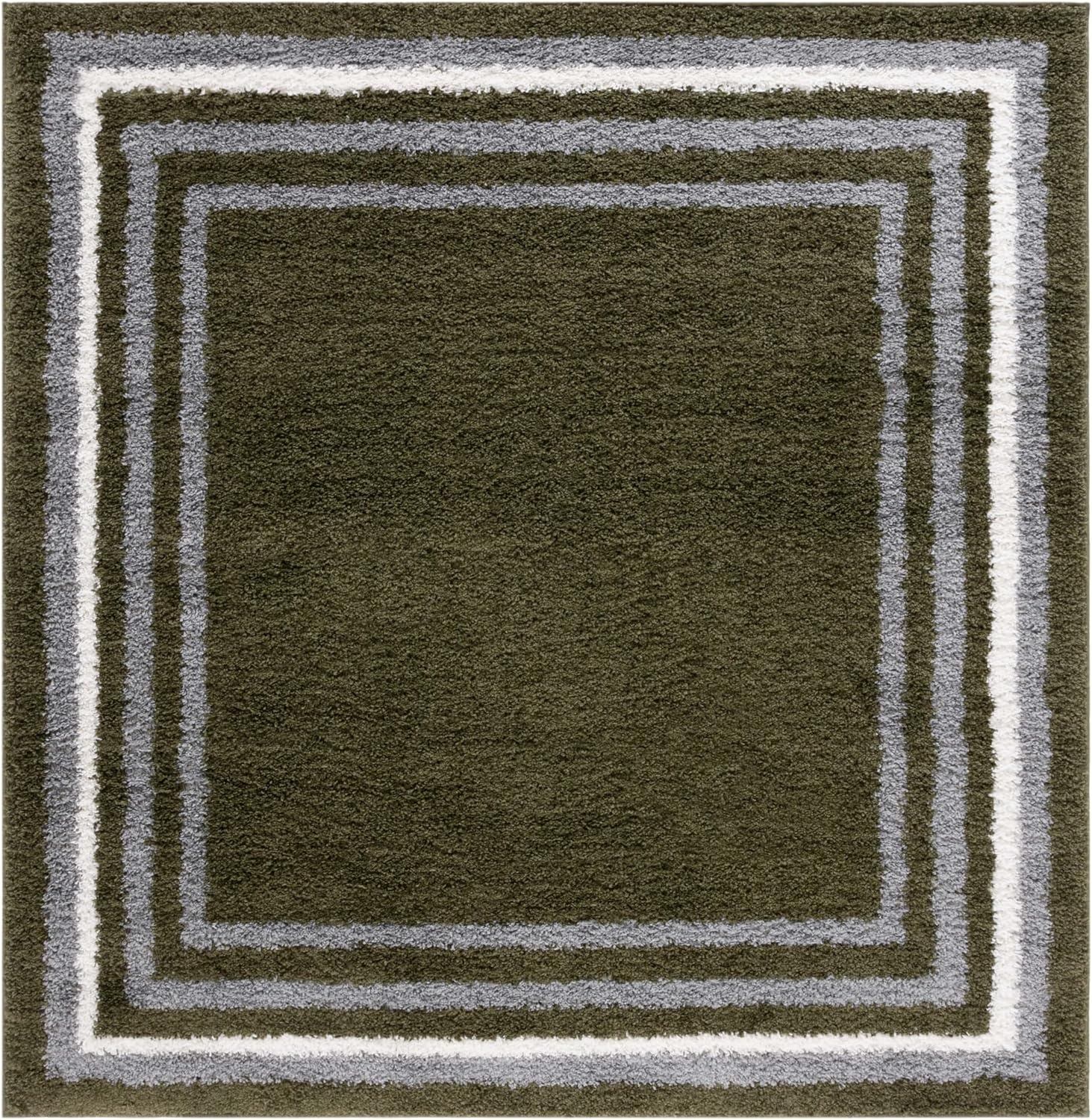 image:imageSafavieh Area Rug 8x10 Border amp Stripe Shag Collection Large Ivory amp Grey NonShedding amp Easy Cleaning Ultra Plush Thick Pile Ideal for Living Room Bedroom Dining Space BSP251FGreen
