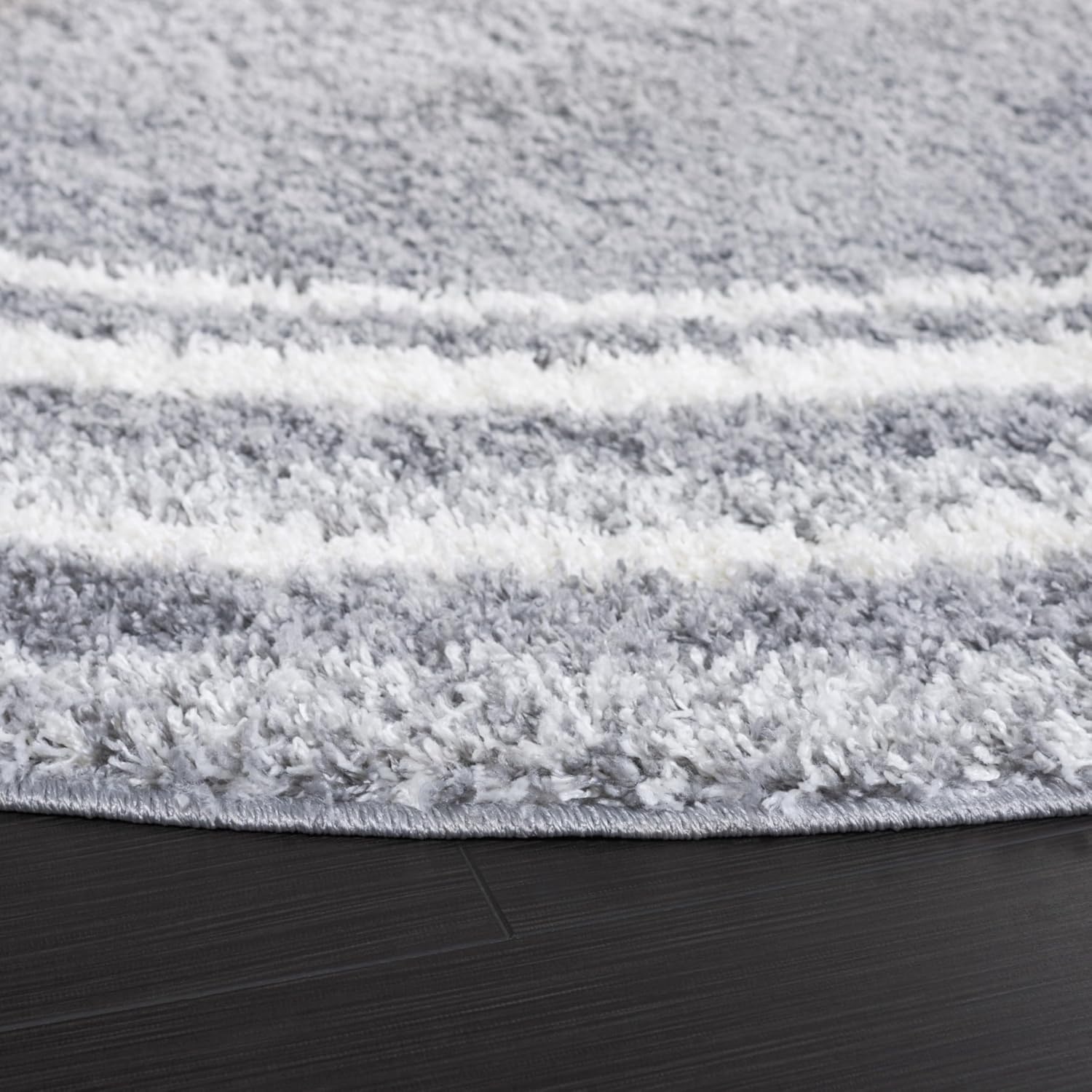 image:imageSafavieh Area Rug 8x10 Border amp Stripe Shag Collection Large Ivory amp Grey NonShedding amp Easy Cleaning Ultra Plush Thick Pile Ideal for Living Room Bedroom Dining Space BSP251FGreyIvory