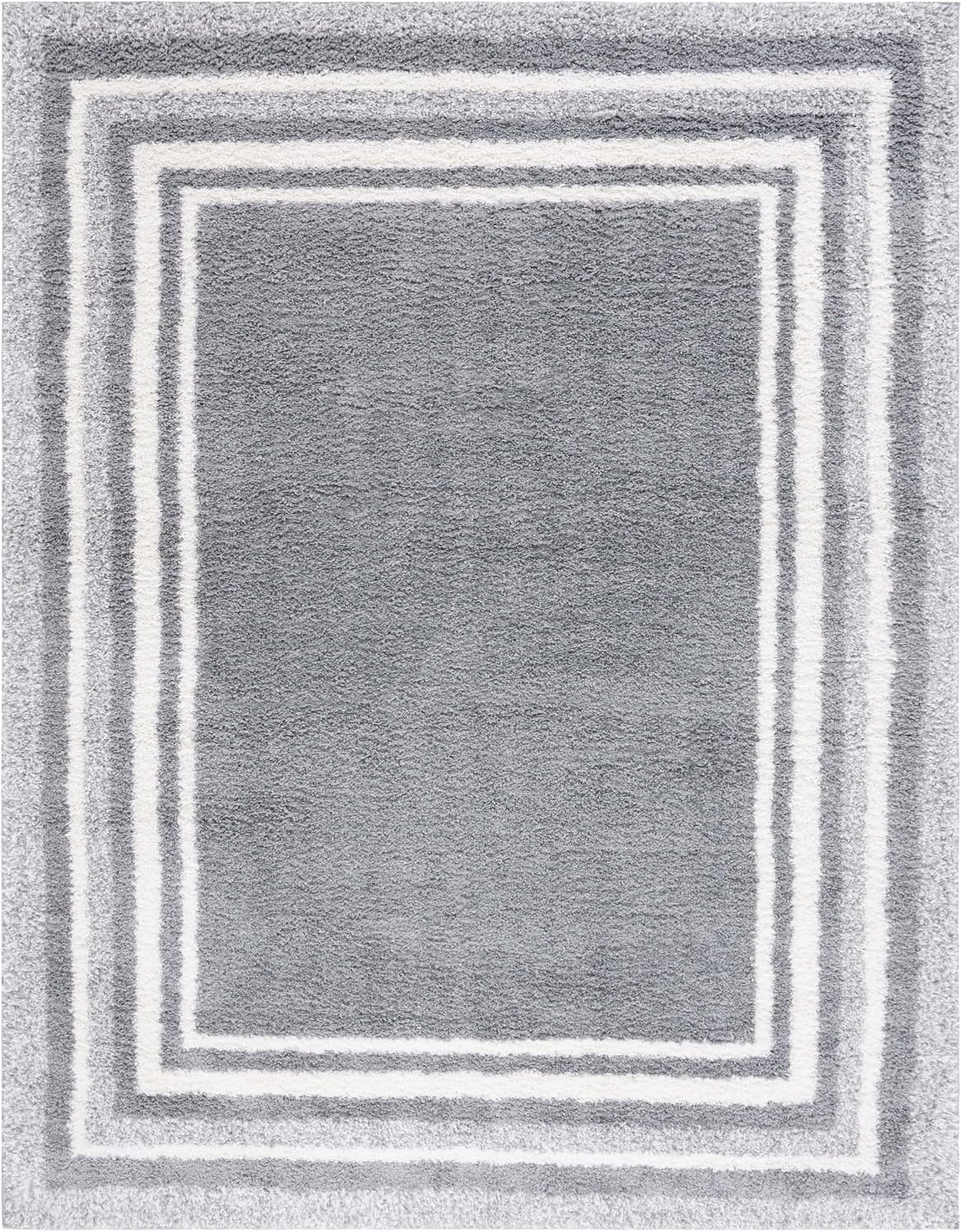 image:imageSafavieh Area Rug 8x10 Border amp Stripe Shag Collection Large Ivory amp Grey NonShedding amp Easy Cleaning Ultra Plush Thick Pile Ideal for Living Room Bedroom Dining Space BSP251FGreyIvory