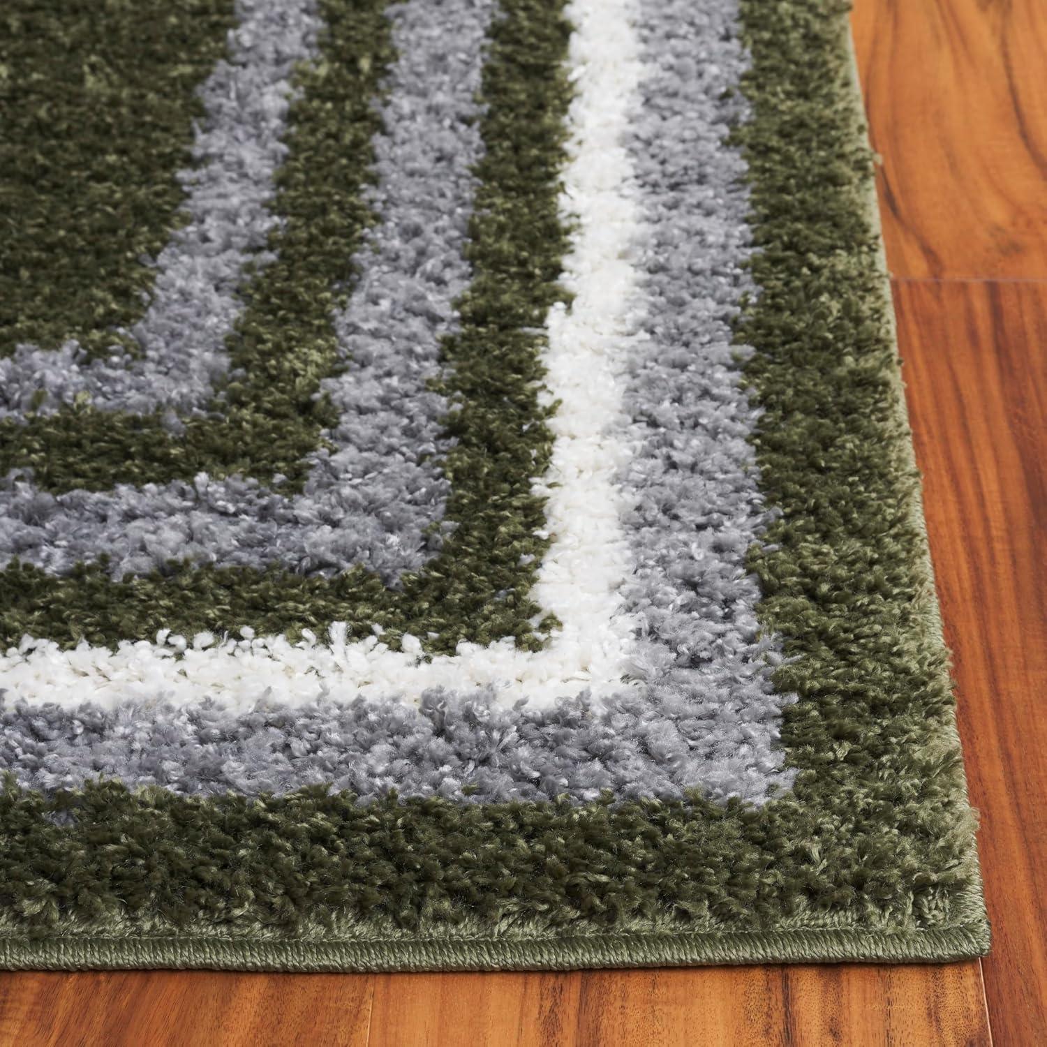 image:imageSafavieh Area Rug 8x10 Border amp Stripe Shag Collection Large Ivory amp Grey NonShedding amp Easy Cleaning Ultra Plush Thick Pile Ideal for Living Room Bedroom Dining Space BSP251FGreen