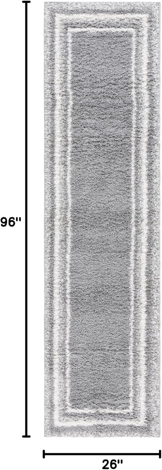 image:imageSafavieh Area Rug 8x10 Border amp Stripe Shag Collection Large Ivory amp Grey NonShedding amp Easy Cleaning Ultra Plush Thick Pile Ideal for Living Room Bedroom Dining Space BSP251FGreyIvory