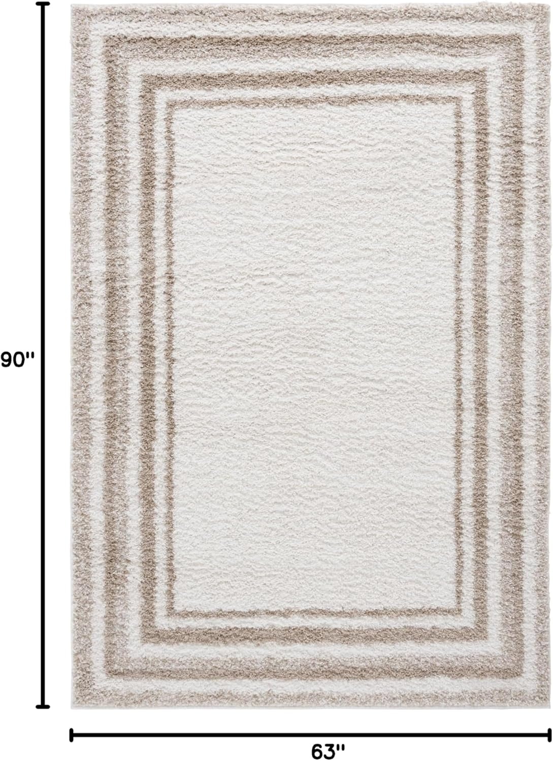 image:imageSafavieh Area Rug 8x10 Border amp Stripe Shag Collection Large Ivory amp Grey NonShedding amp Easy Cleaning Ultra Plush Thick Pile Ideal for Living Room Bedroom Dining Space BSP251FIvoryBeige