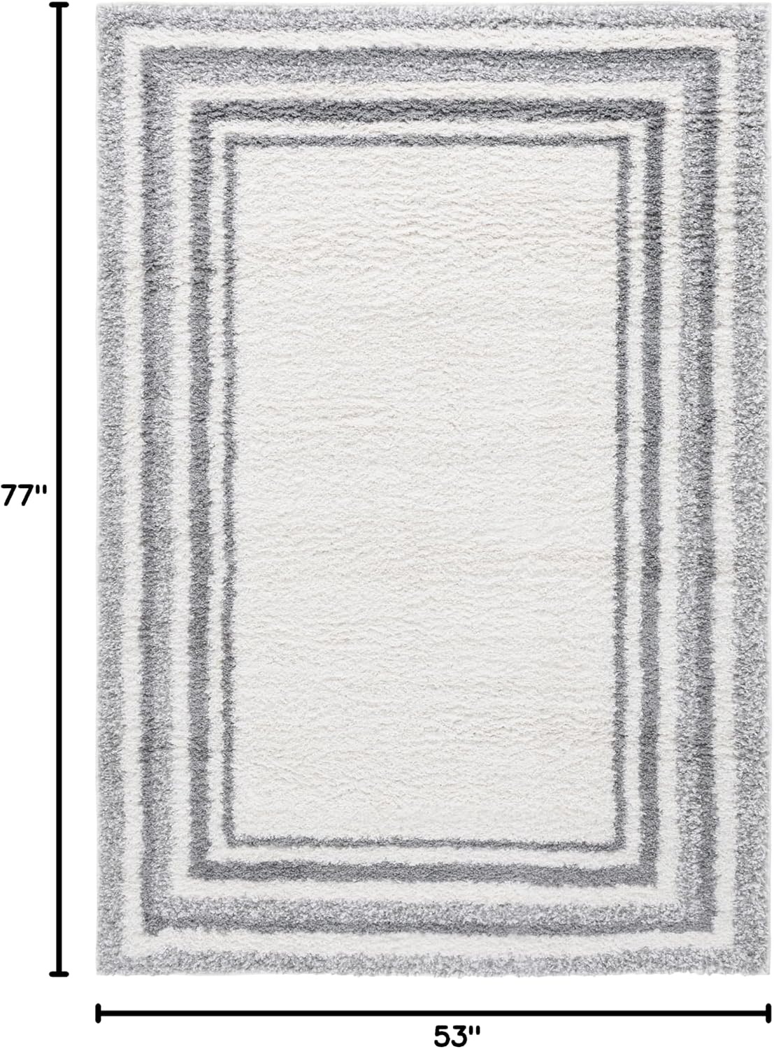 image:imageSafavieh Area Rug 8x10 Border amp Stripe Shag Collection Large Ivory amp Grey NonShedding amp Easy Cleaning Ultra Plush Thick Pile Ideal for Living Room Bedroom Dining Space BSP251FIvoryGrey