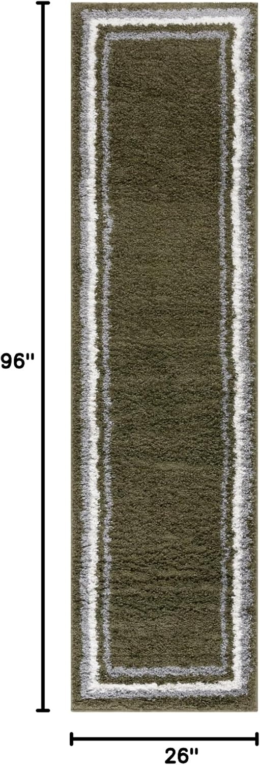 image:imageSafavieh Area Rug 8x10 Border amp Stripe Shag Collection Large Ivory amp Grey NonShedding amp Easy Cleaning Ultra Plush Thick Pile Ideal for Living Room Bedroom Dining Space BSP251FGreen