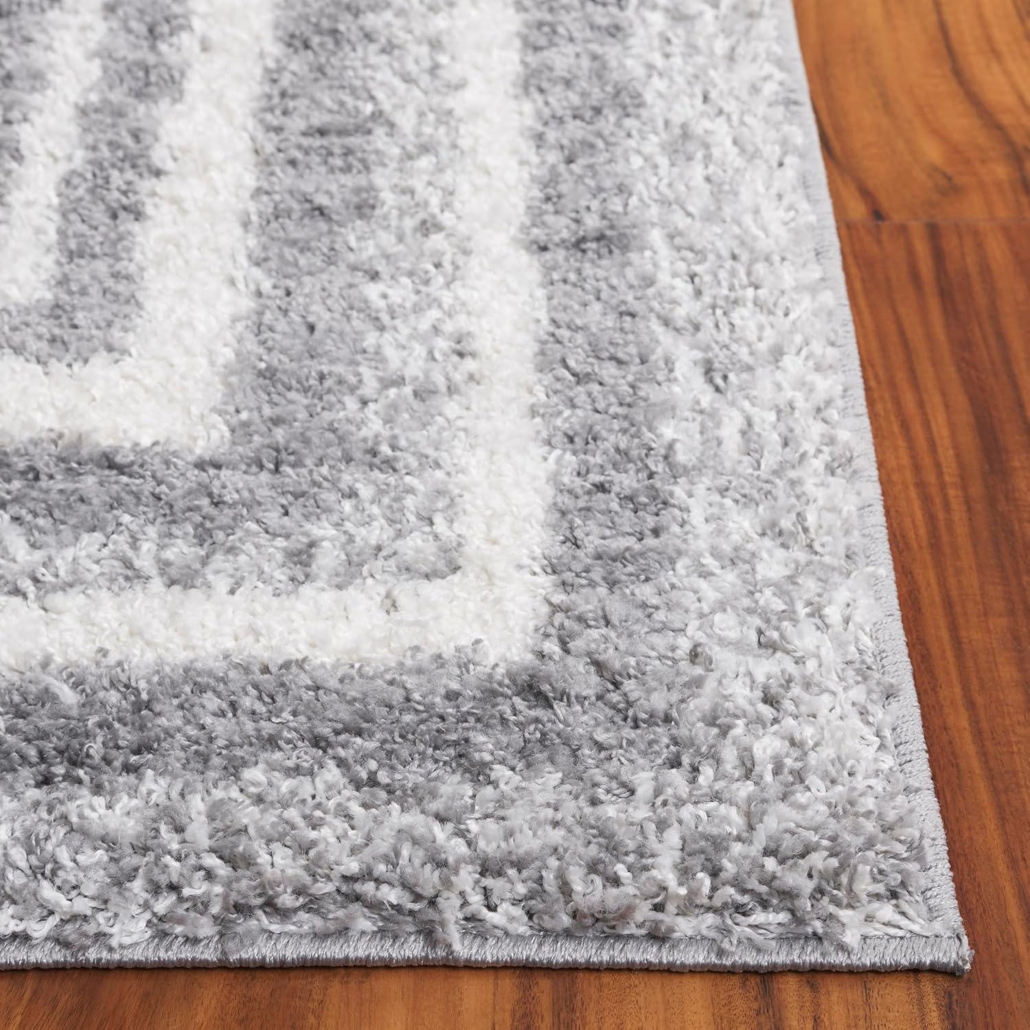 image:imageSafavieh Area Rug 8x10 Border amp Stripe Shag Collection Large Ivory amp Grey NonShedding amp Easy Cleaning Ultra Plush Thick Pile Ideal for Living Room Bedroom Dining Space BSP251FGreyIvory