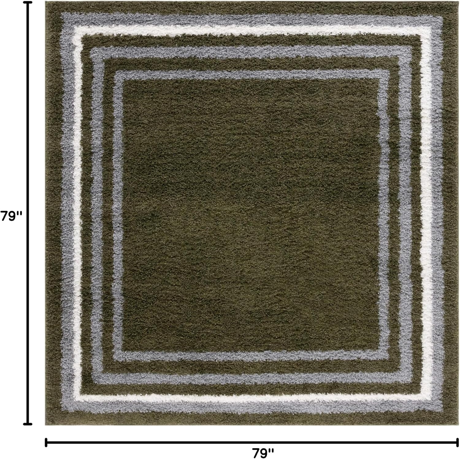 image:imageSafavieh Area Rug 8x10 Border amp Stripe Shag Collection Large Ivory amp Grey NonShedding amp Easy Cleaning Ultra Plush Thick Pile Ideal for Living Room Bedroom Dining Space BSP251FGreen