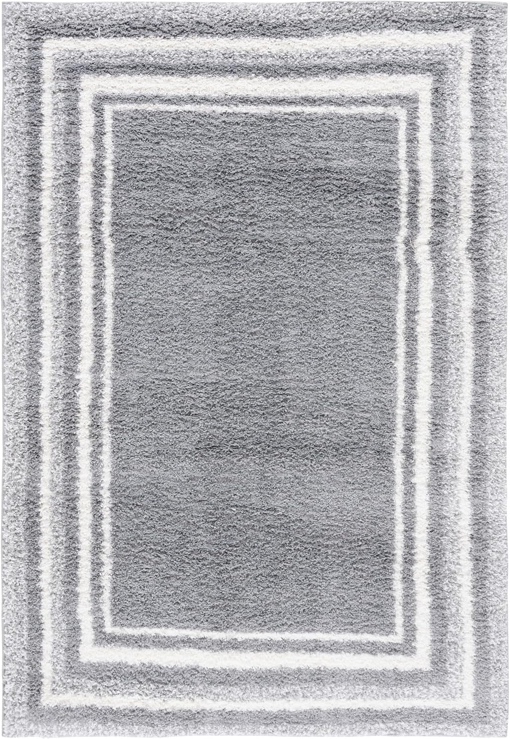 image:imageSafavieh Area Rug 8x10 Border amp Stripe Shag Collection Large Ivory amp Grey NonShedding amp Easy Cleaning Ultra Plush Thick Pile Ideal for Living Room Bedroom Dining Space BSP251FGreyIvory
