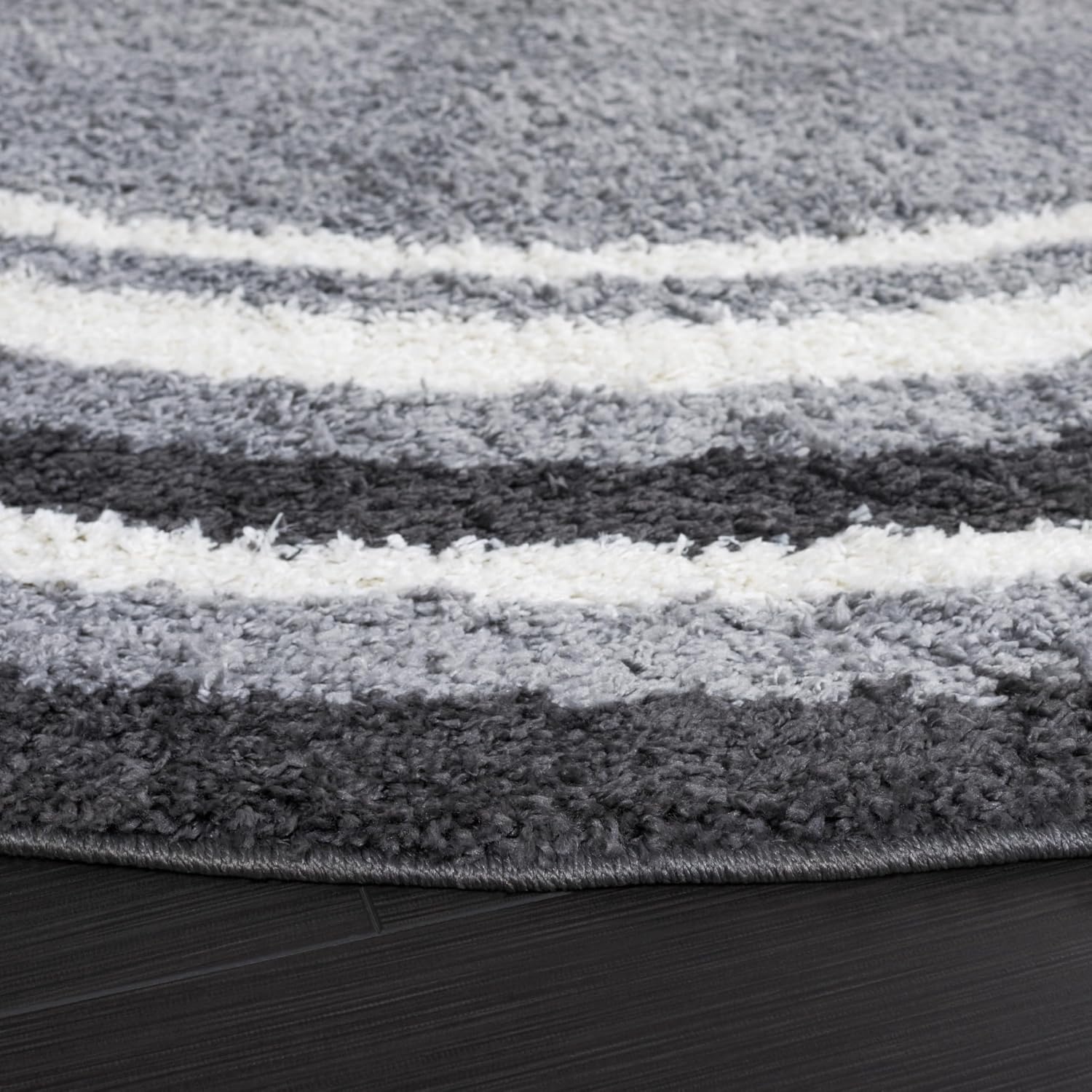 image:imageSafavieh Area Rug 8x10 Border amp Stripe Shag Collection Large Ivory amp Grey NonShedding amp Easy Cleaning Ultra Plush Thick Pile Ideal for Living Room Bedroom Dining Space BSP251FGreyBlack