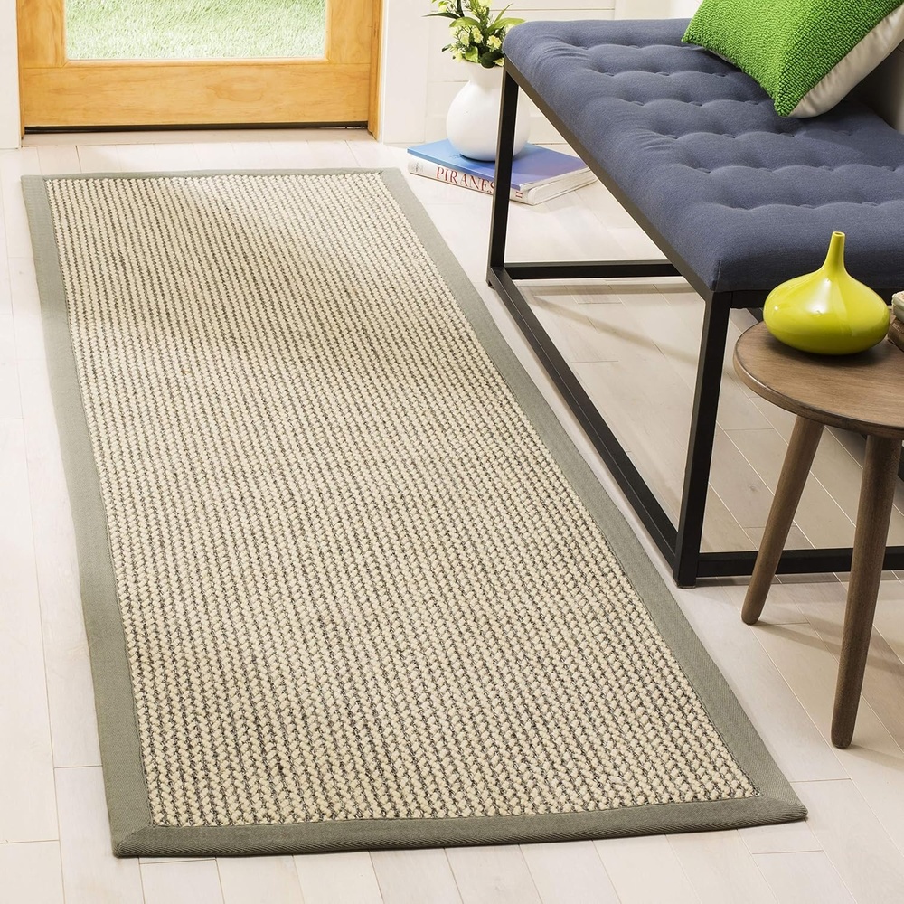image:imageSAFAVIEH Area Rug 10x14 Natural Fiber Collection Large Beige Sisal amp Wool Woven Design with Border NF475BGrey