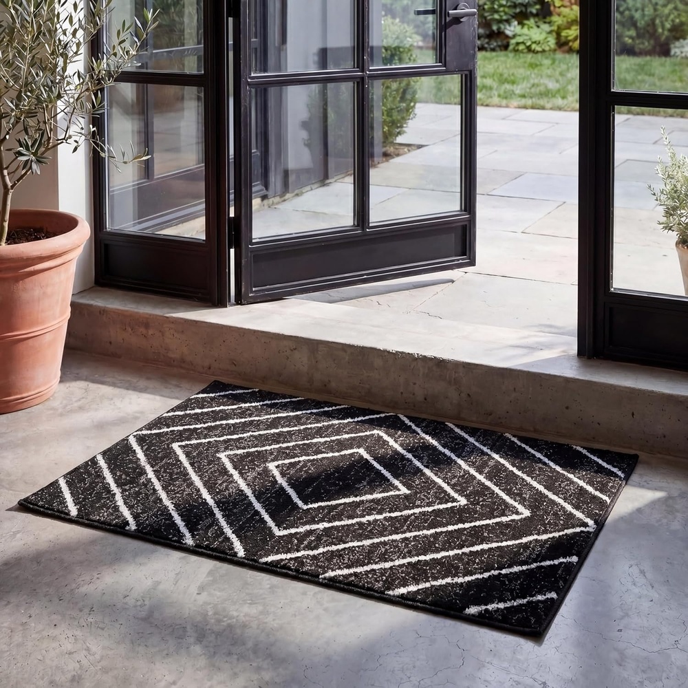 image:imageSAFAVIEH Area Rug 8x10 Adirondack Collection Large Black amp Light Grey Modern Geometric Design NonShedding amp Easy Cleaning Ideal for Living Room Bedroom Office Dining Space ADR251FBlackLight Grey