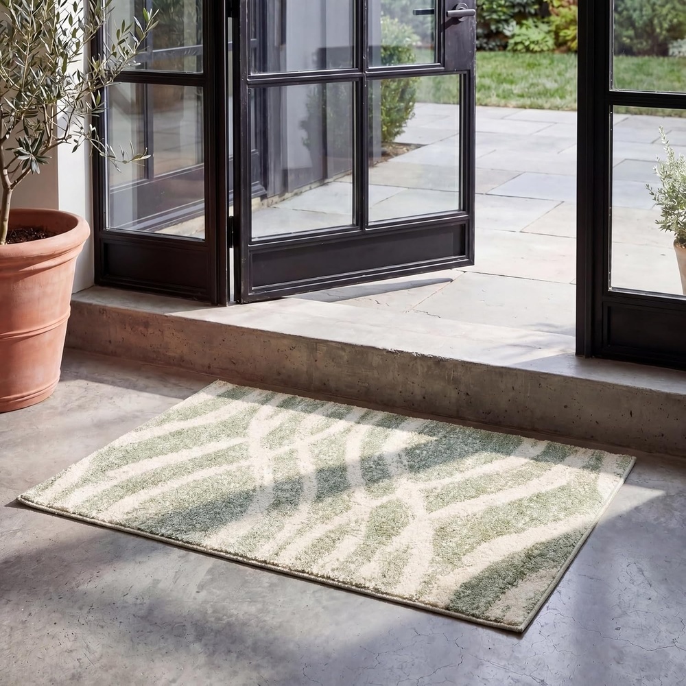 image:imageSAFAVIEH Area Rug 8x10 Adirondack Collection Large Sage amp Cream Modern Wave Design NonShedding amp Easy to Clean Ideal for Living Room Bedroom Dining Space ADR125XSageCream